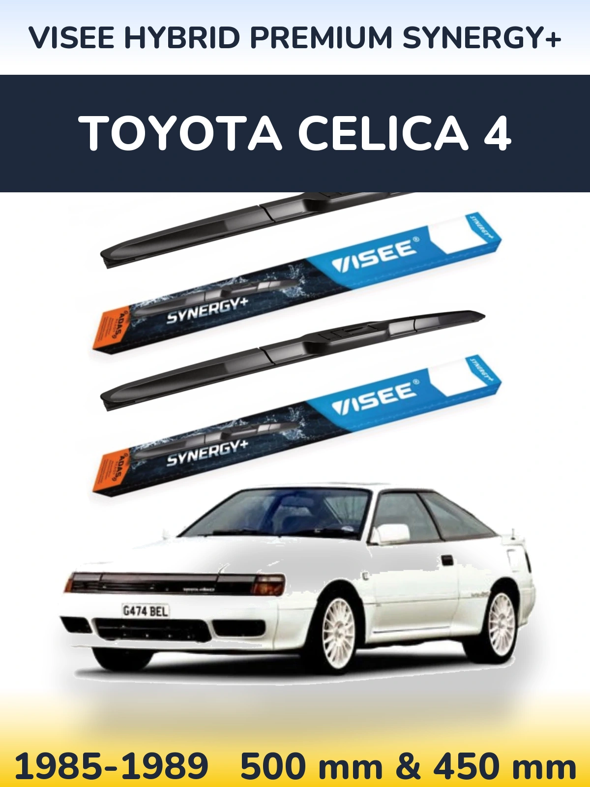 Komplet przednich wycieraczek VISEE HYBRID PREMIUM SYNERGY+ 500 & 450 mm do Toyota Celica 4 1985-1989