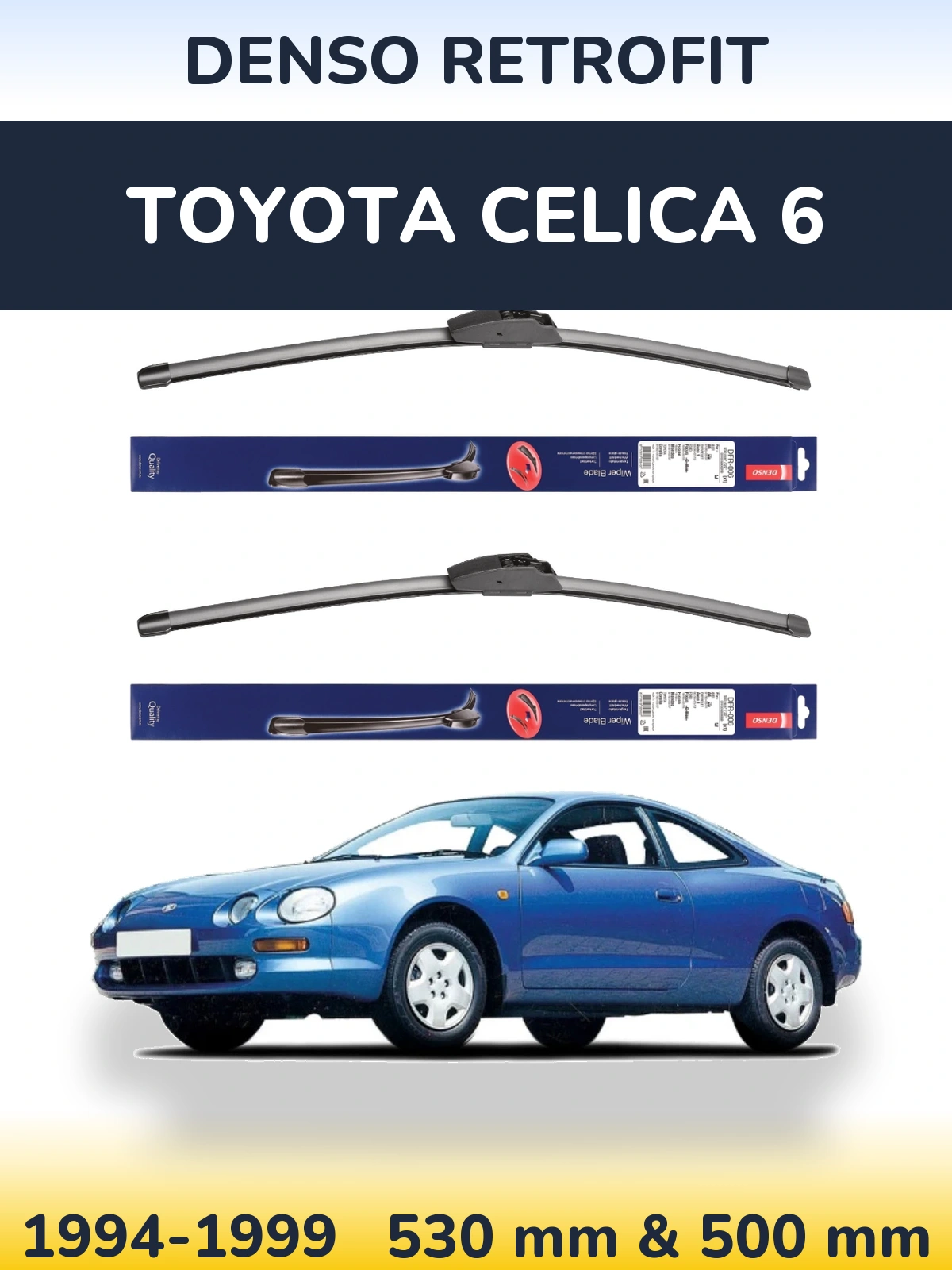 Front wiper blade set Denso Retrofit 530 & 500 мм for Toyota Celica 6 1994-1999