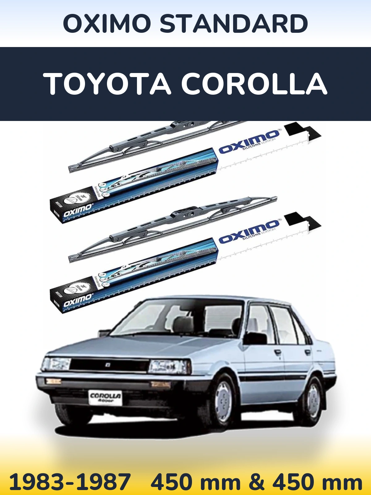 Front wiper blade set Oximo Standard 450 & 450 mm for Toyota Corolla 1983-1987
