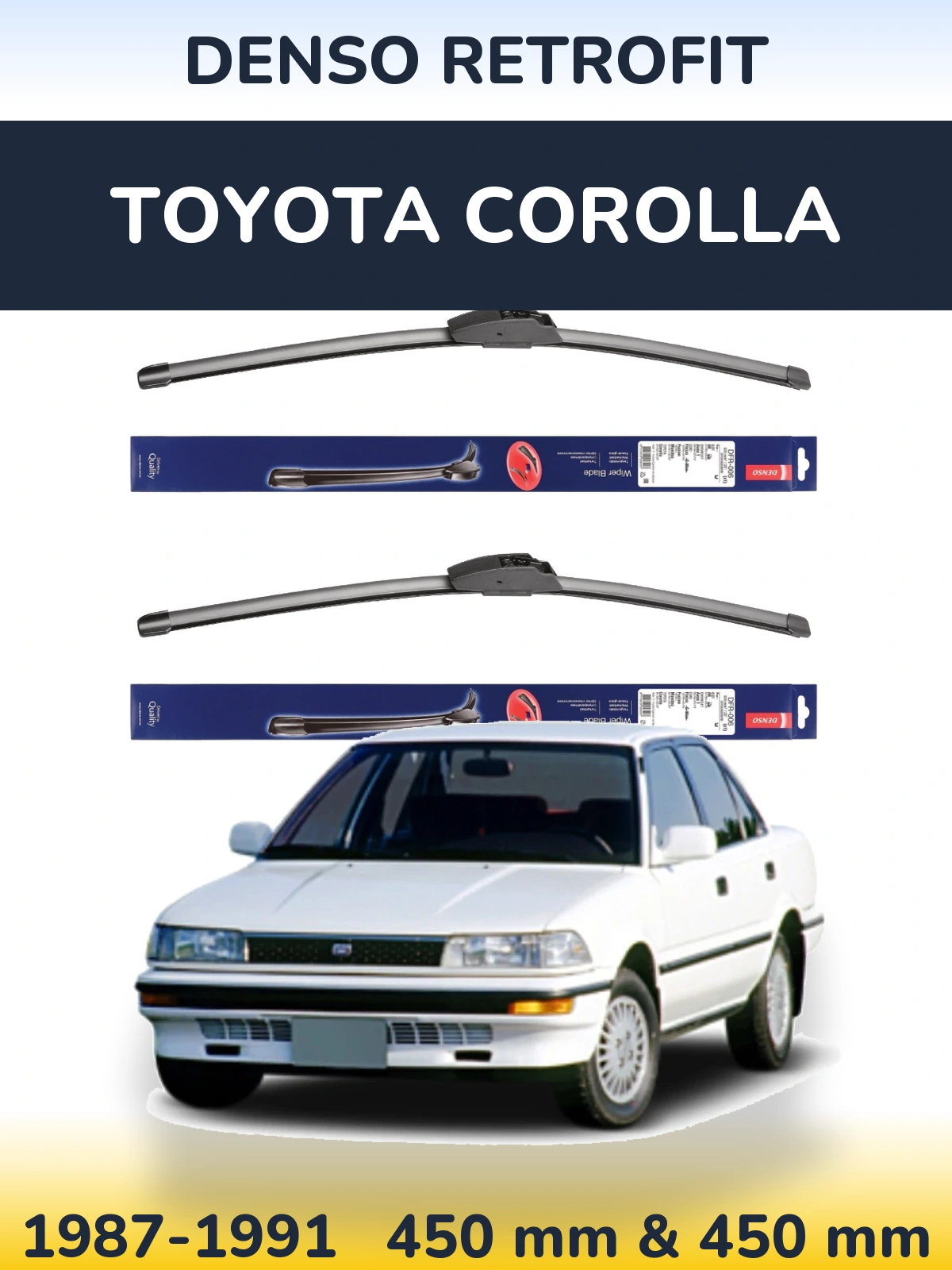 Комплект передніх щіток Denso Retrofit 450 & 450 мм для Toyota Corolla 1987-1991