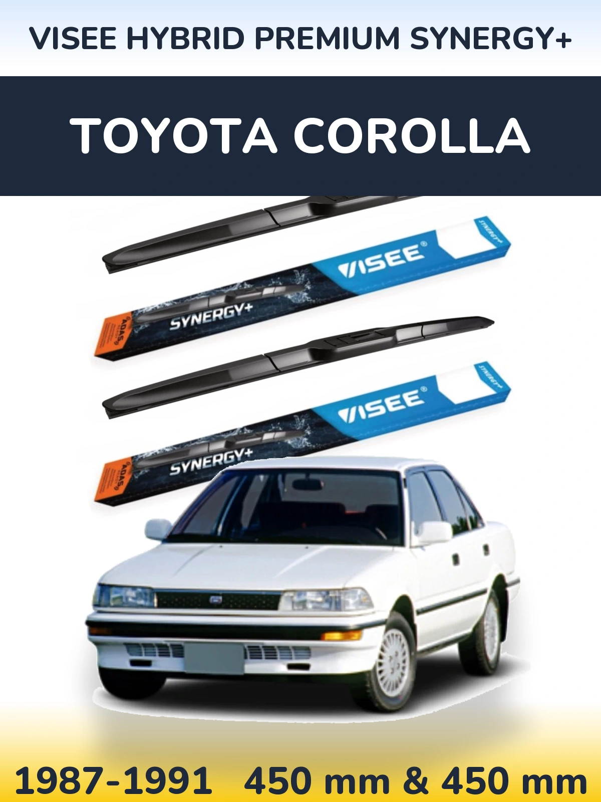 Комплект передніх щіток VISEE HYBRID PREMIUM SYNERGY+ 450 & 450 мм для Toyota Corolla 1987-1991