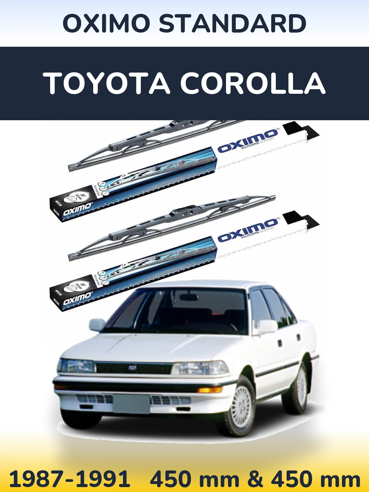 Комплект передніх щіток Oximo Standard 450 & 450 мм для Toyota Corolla 1987-1991