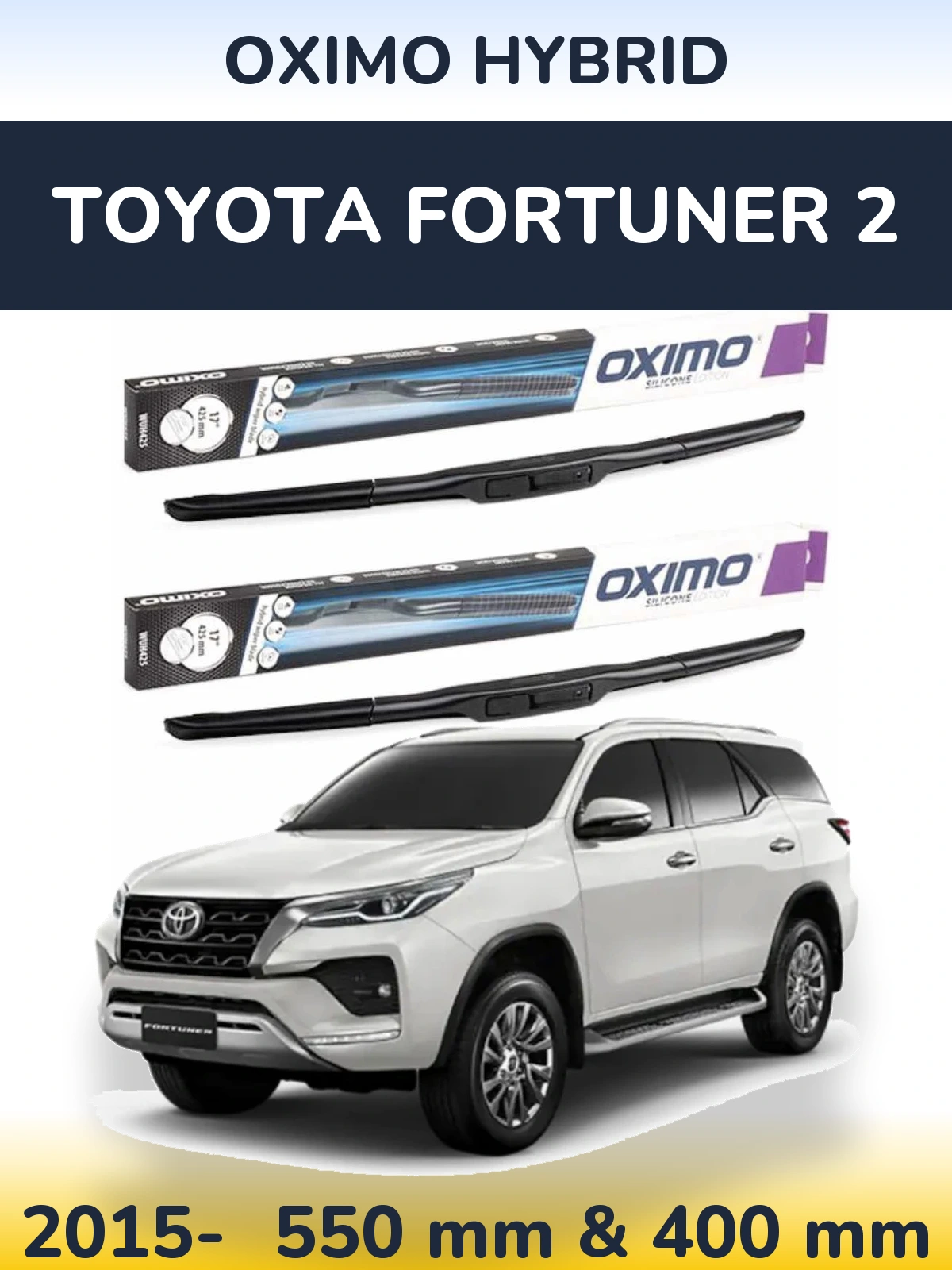 Komplet przednich wycieraczek Oximo Hybrid 550 & 400 mm do Toyota Fortuner 2 2015-2026
