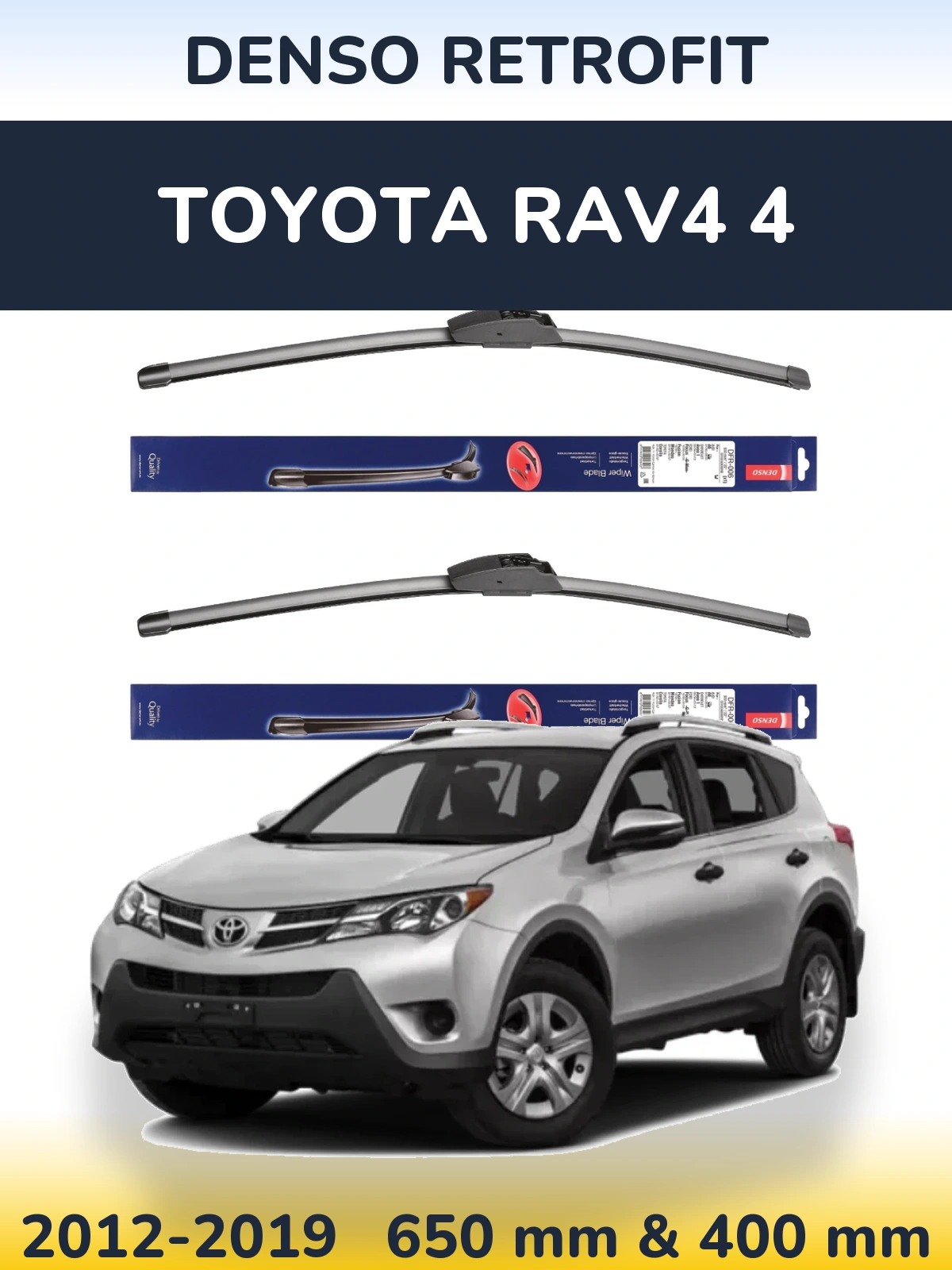 Комплект передних дворников Denso Retrofit 650 & 400 мм для Toyota RAV4 4 2012-2019