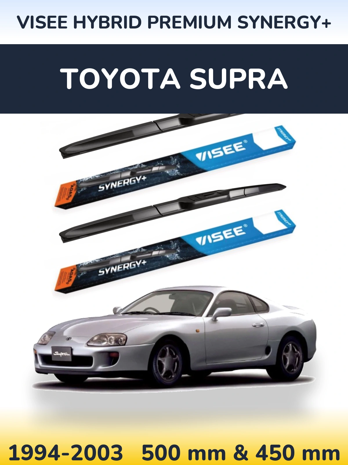 Front wiper blade set VISEE HYBRID PREMIUM SYNERGY+ 500 & 450 мм for Toyota Supra 1994-2003