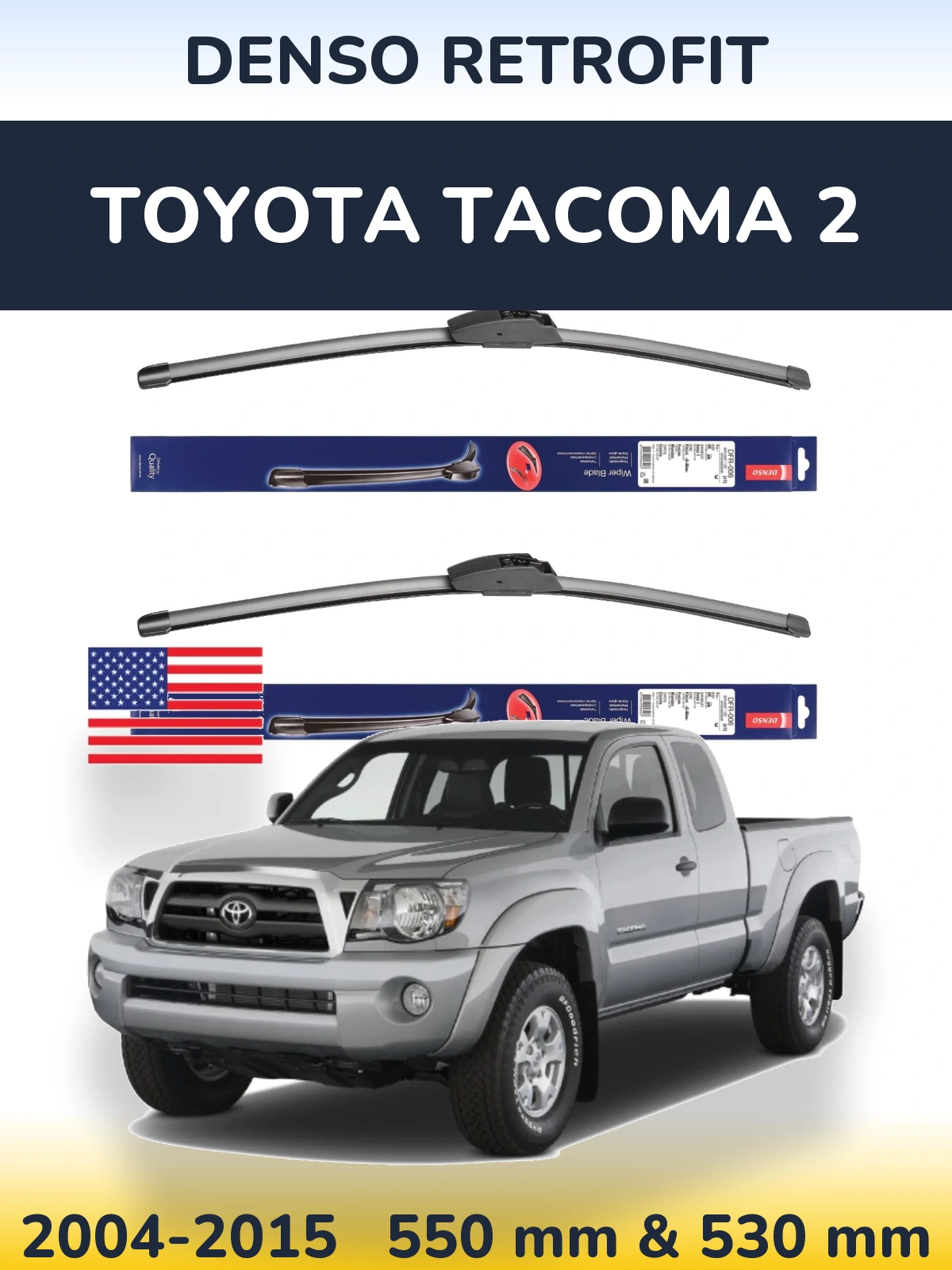 Front wiper blade set Denso Retrofit 550 & 530 mm for Toyota Tacoma 2 2004-2015