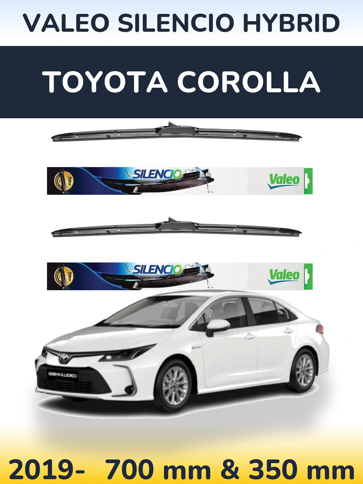 Комплект передних дворников Valeo Silencio Hybrid 700 & 350 мм для Toyota Corolla 2019-2026
