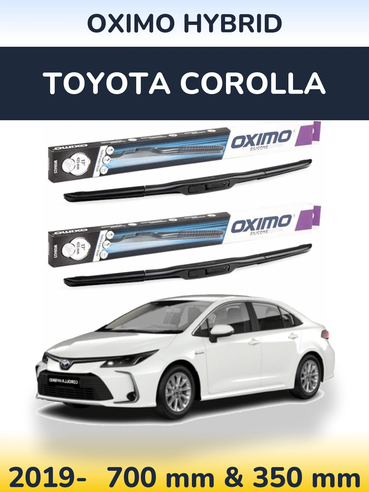 Комплект передних дворников Oximo Hybrid 700 & 350 мм для Toyota Corolla 2019-2026