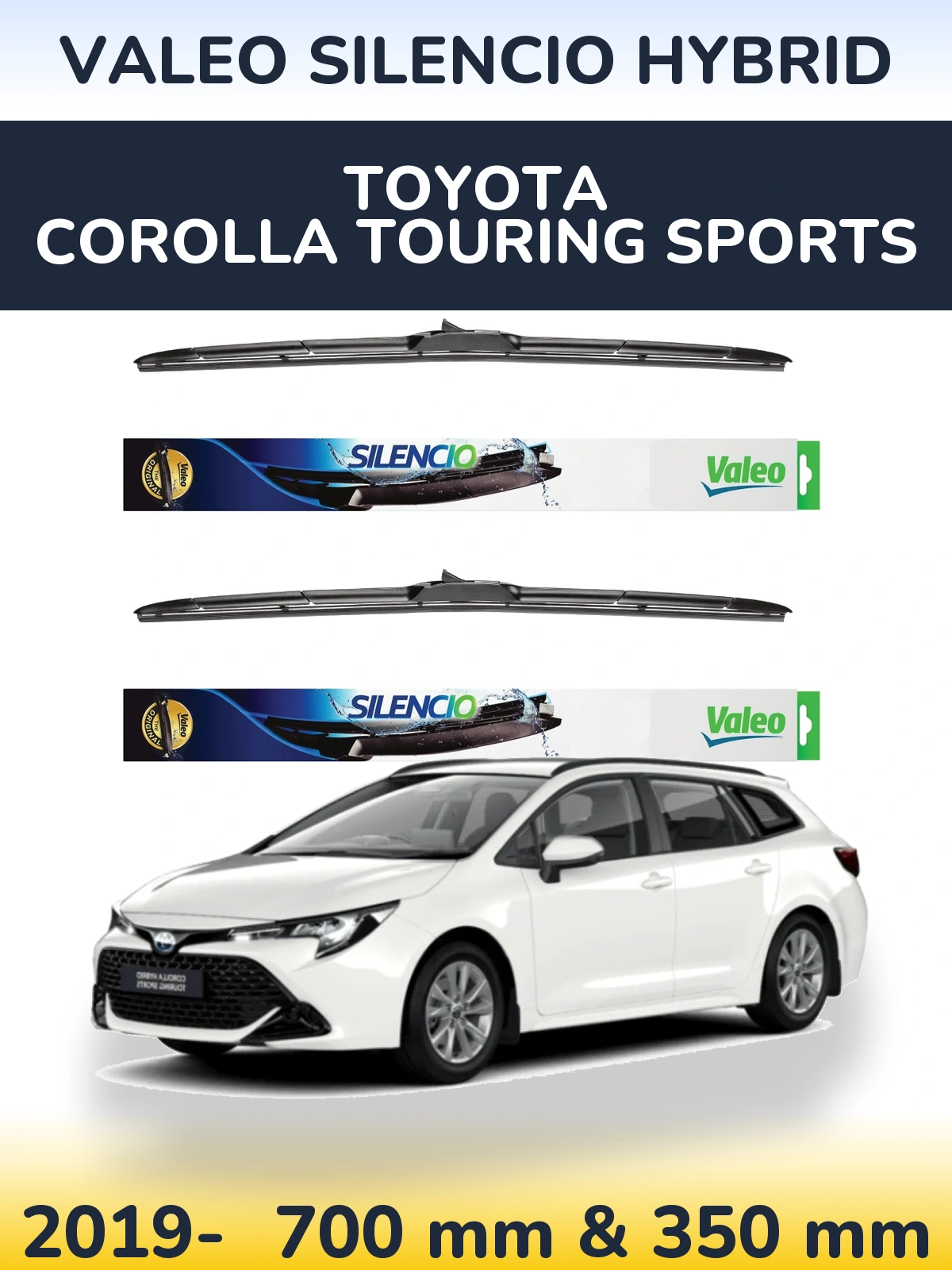 Front wiper blade set Valeo Silencio Hybrid 700 & 350 мм for Toyota Corolla Touring Sports 2019-2026
