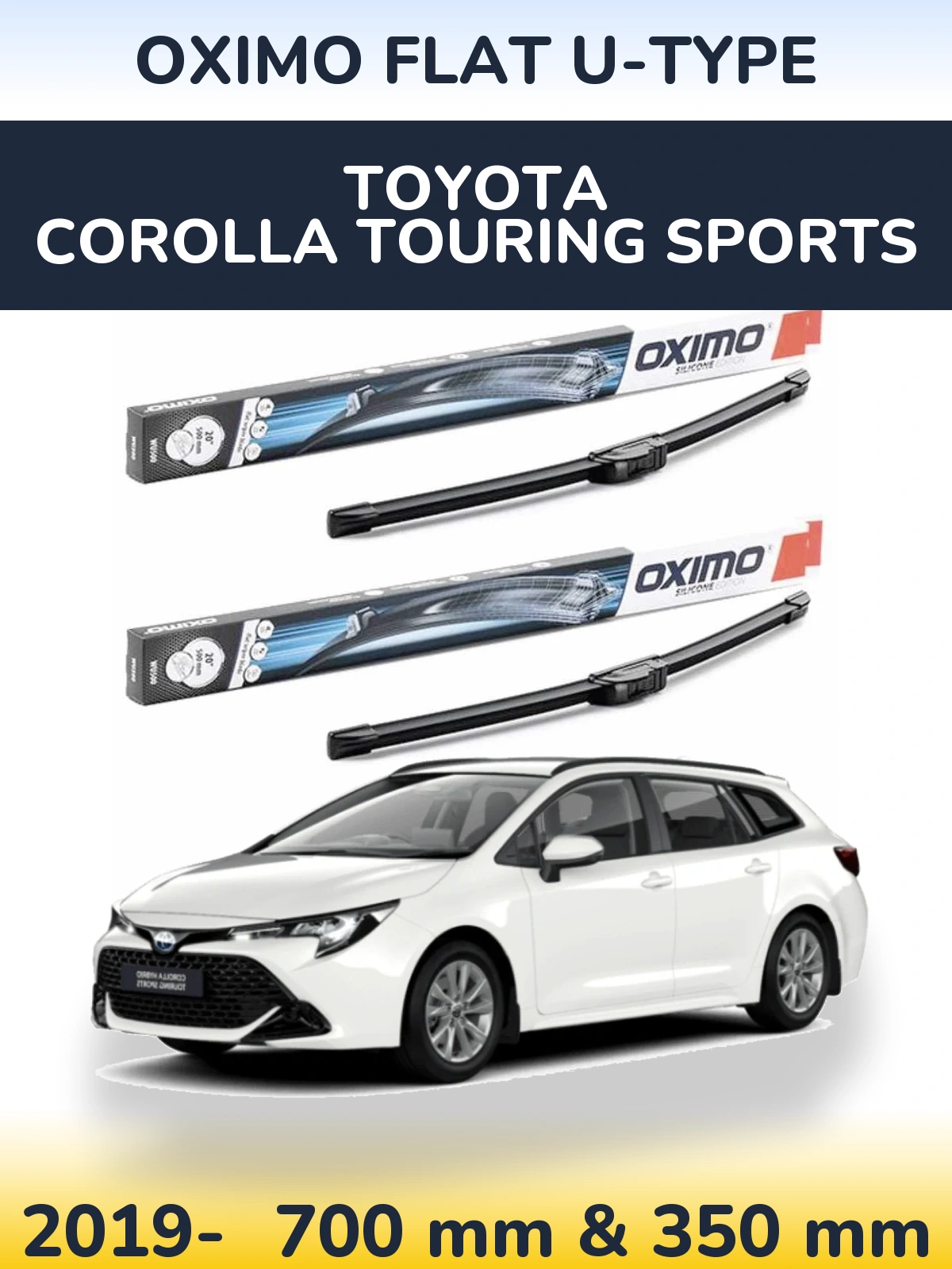 Komplet przednich wycieraczek Oximo Flat U-type 700 & 350 mm do Toyota Corolla Touring Sports 2019-2026
