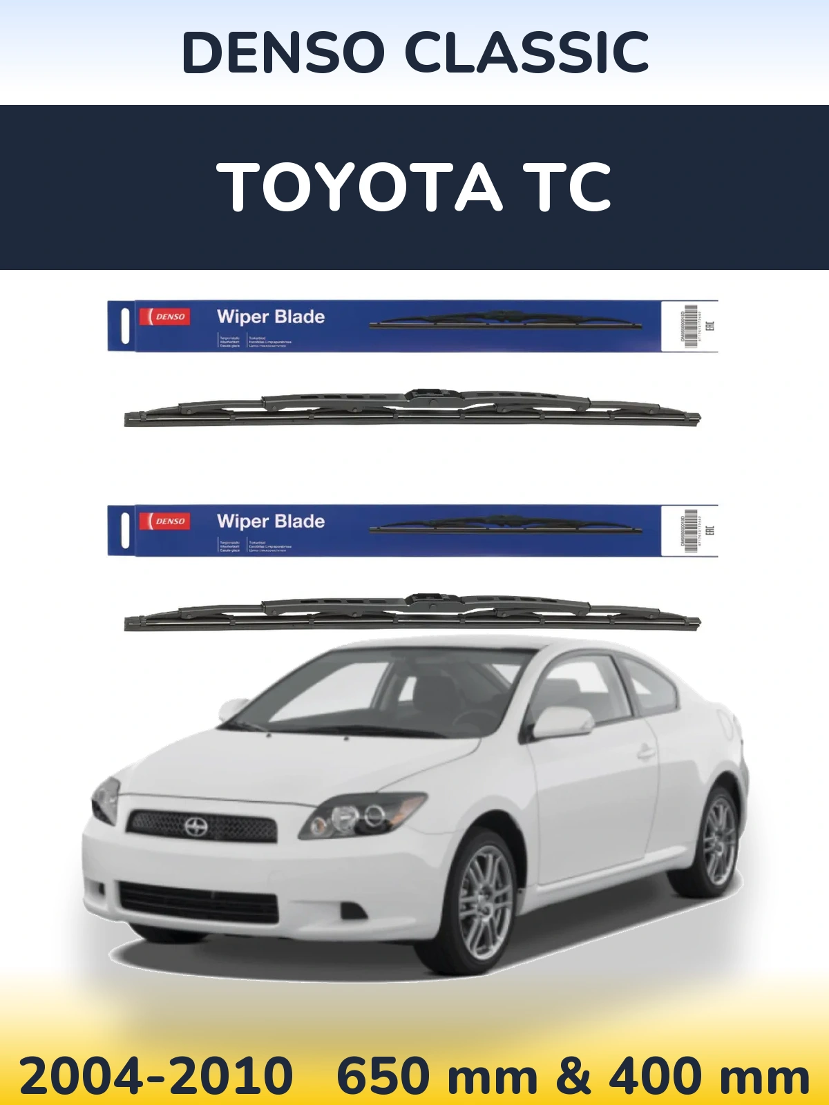 Front wiper blade set Denso Classic 650 & 400 мм for Toyota tC 2004-2010