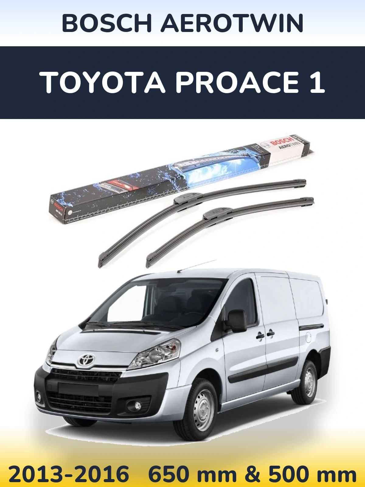 Front wiper blade set BOSCH AeroTwin 650 & 500 мм for Toyota ProAce 1 2013-2016