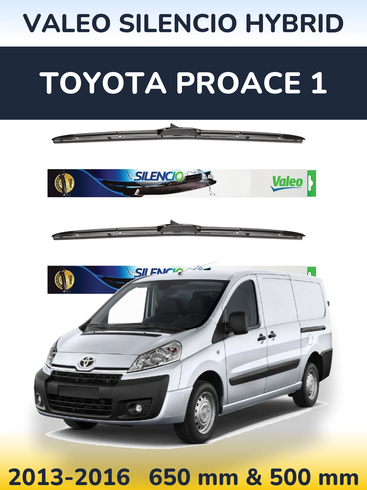 Front wiper blade set Valeo Silencio Hybrid 650 & 500 мм for Toyota ProAce 1 2013-2016