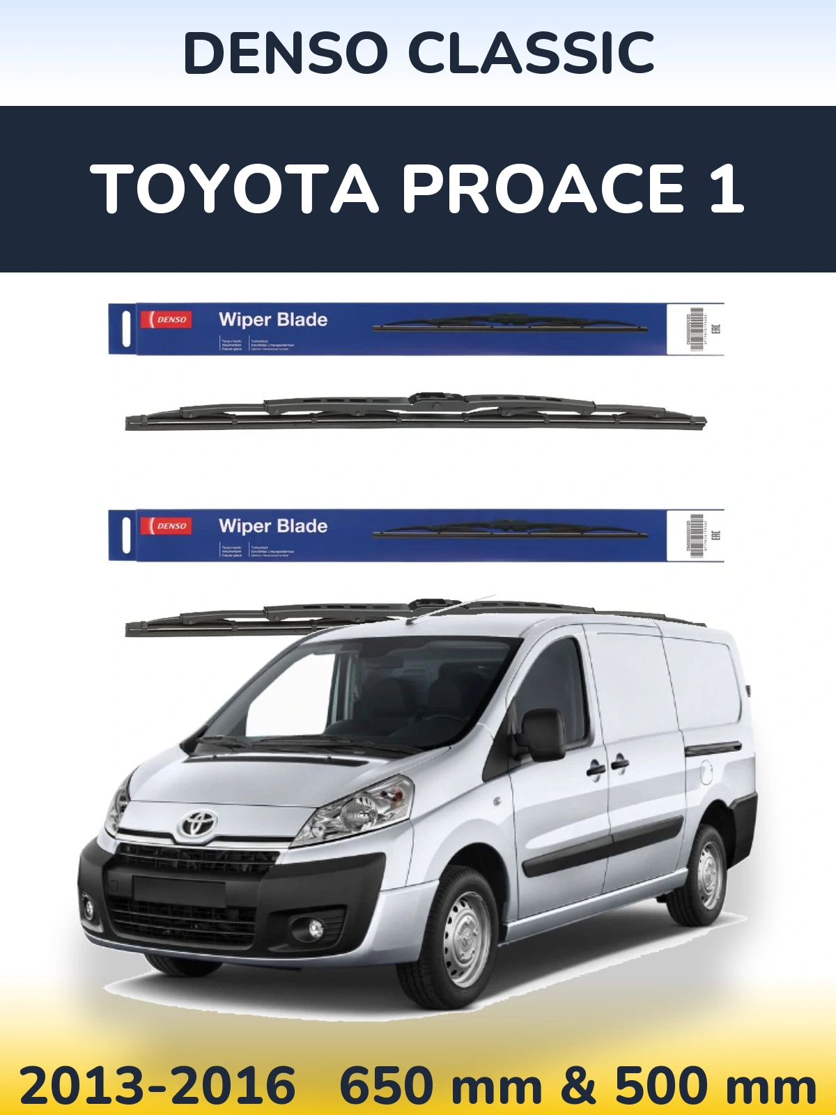 Front wiper blade set Denso Classic 650 & 500 мм for Toyota ProAce 1 2013-2016