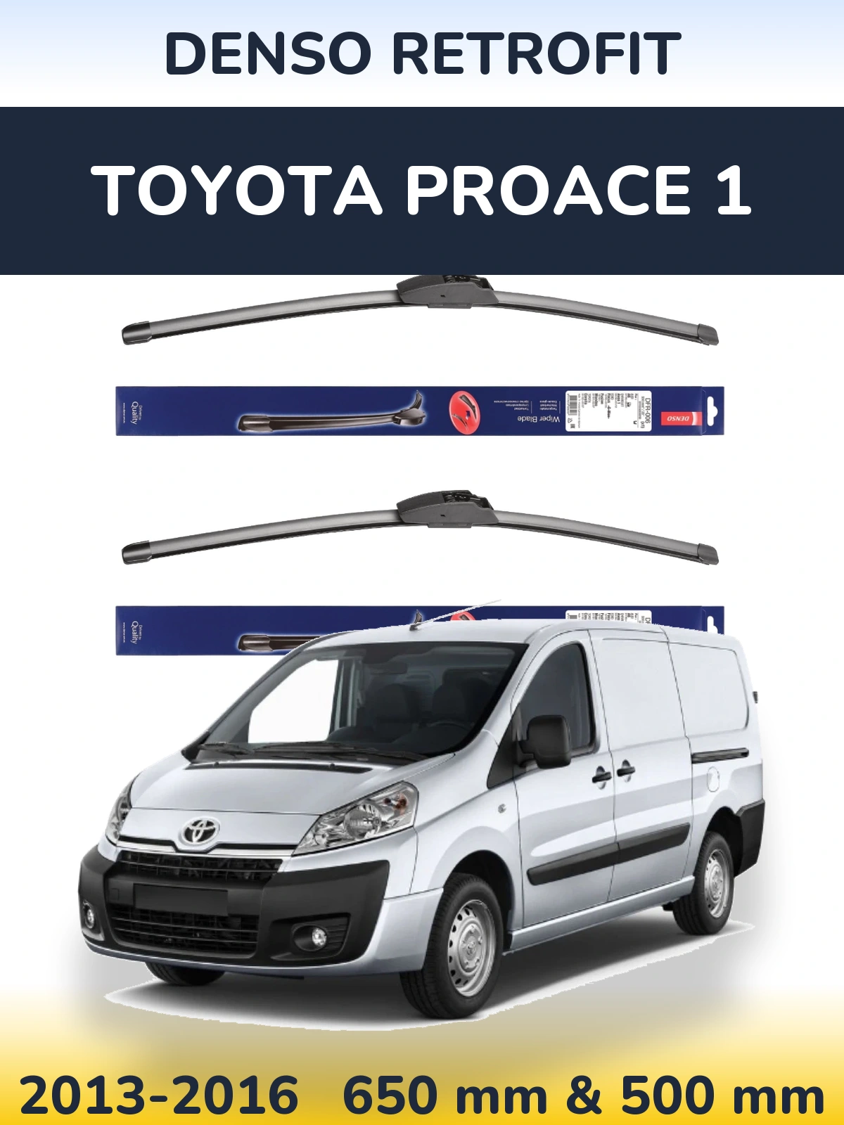 Комплект передніх щіток Denso Retrofit 650 & 500 мм для Toyota ProAce 1 2013-2016