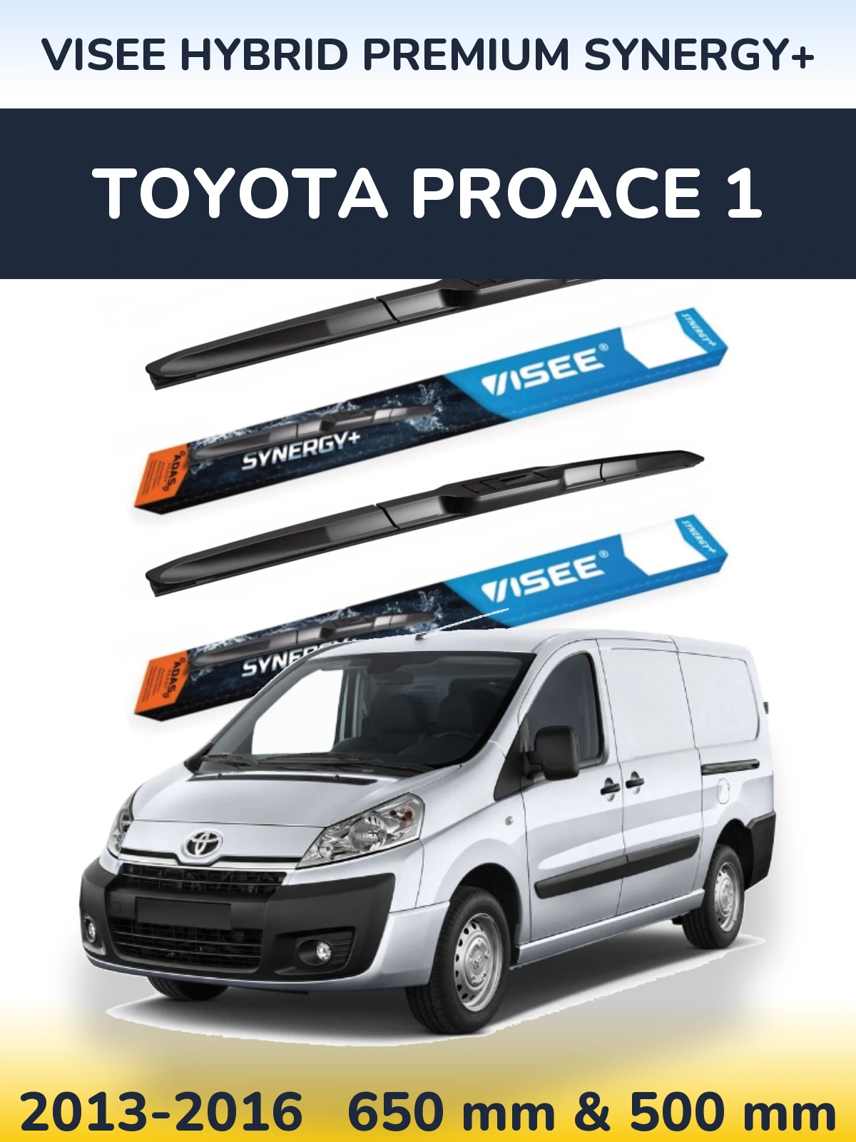 Front wiper blade set VISEE HYBRID PREMIUM SYNERGY+ 650 & 500 мм for Toyota ProAce 1 2013-2016