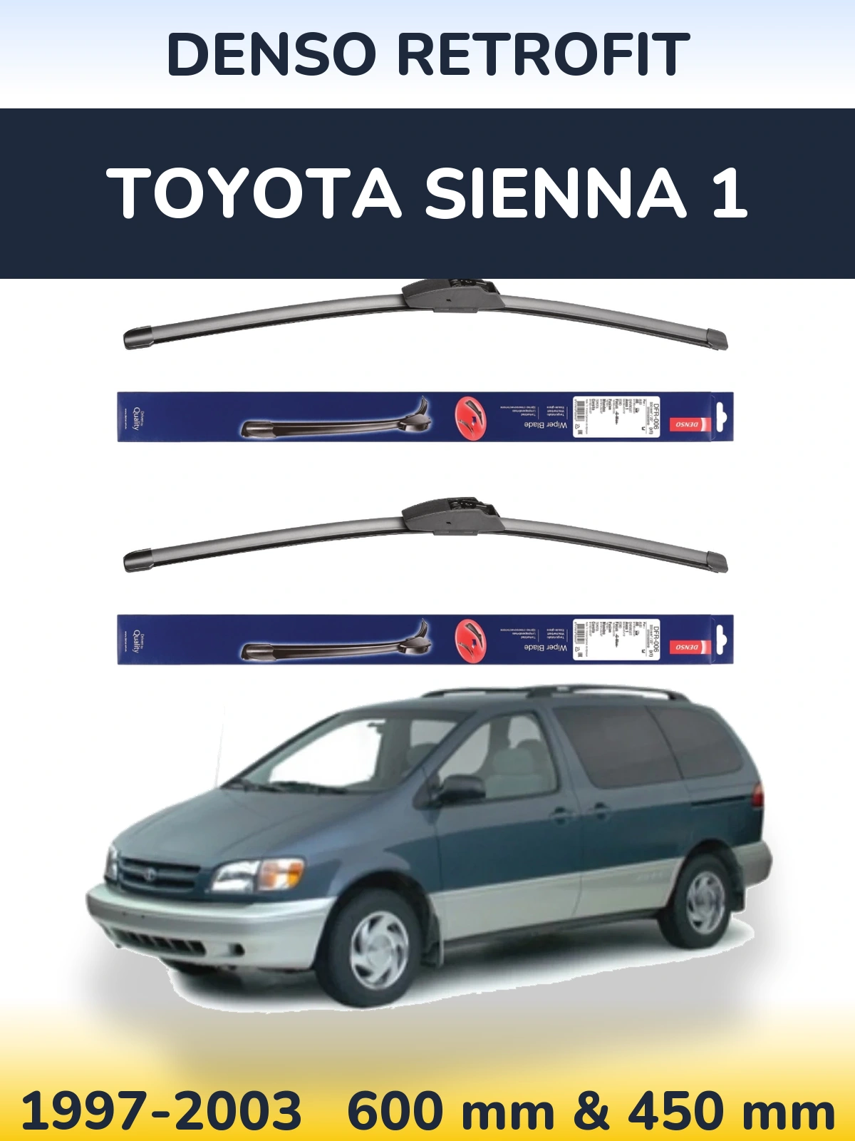 Комплект передних дворников Denso Retrofit 600 & 450 мм для Toyota Sienna 1 1997-2003