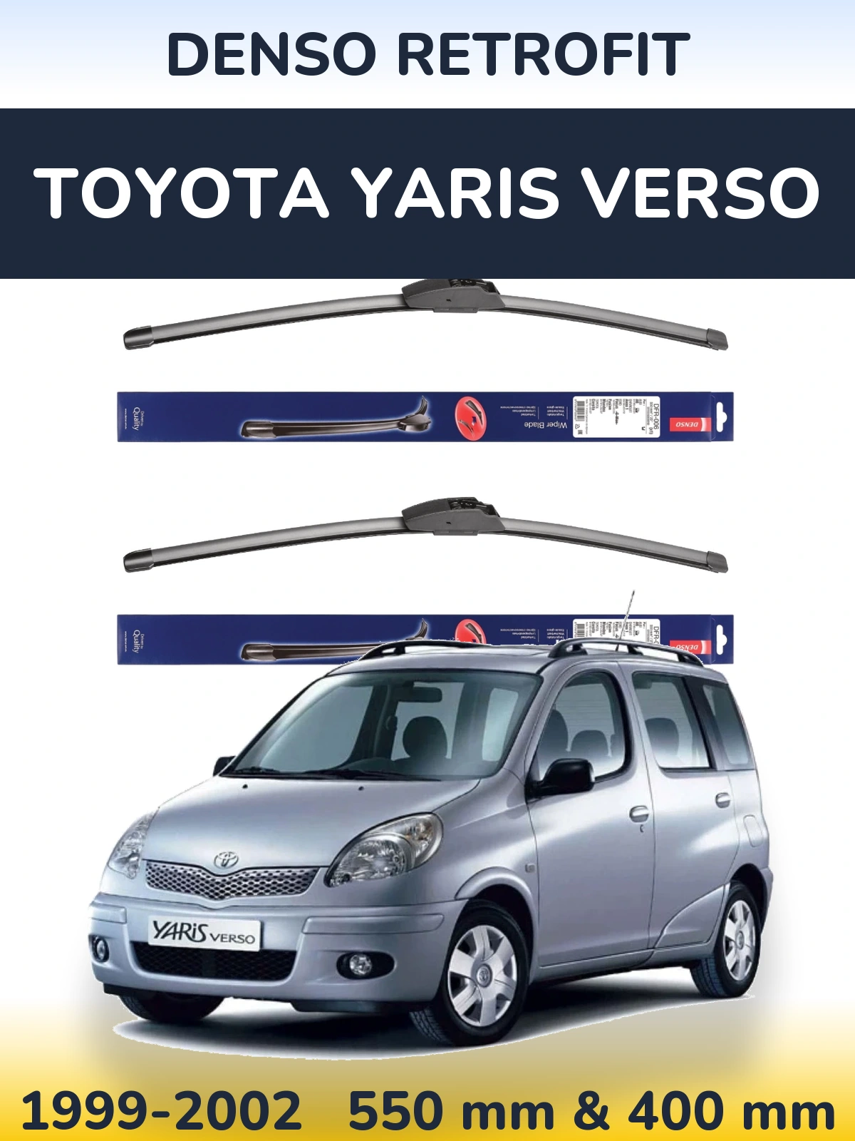 Front wiper blade set Denso Retrofit 550 & 400 мм for Toyota Yaris Verso 1999-2002
