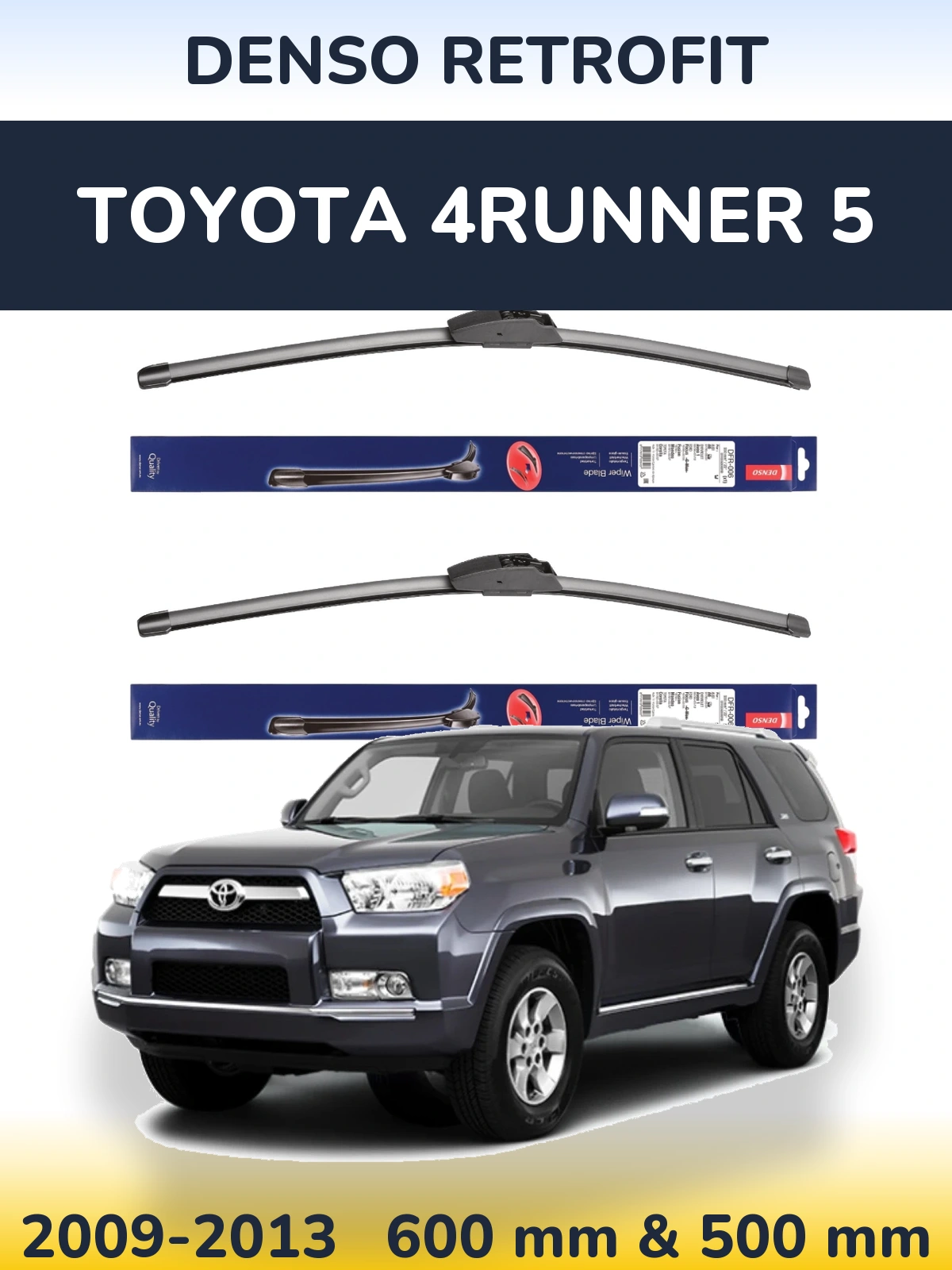 Комплект передніх щіток Denso Retrofit 600 & 500 мм для Toyota 4Runner 5 2009-2013