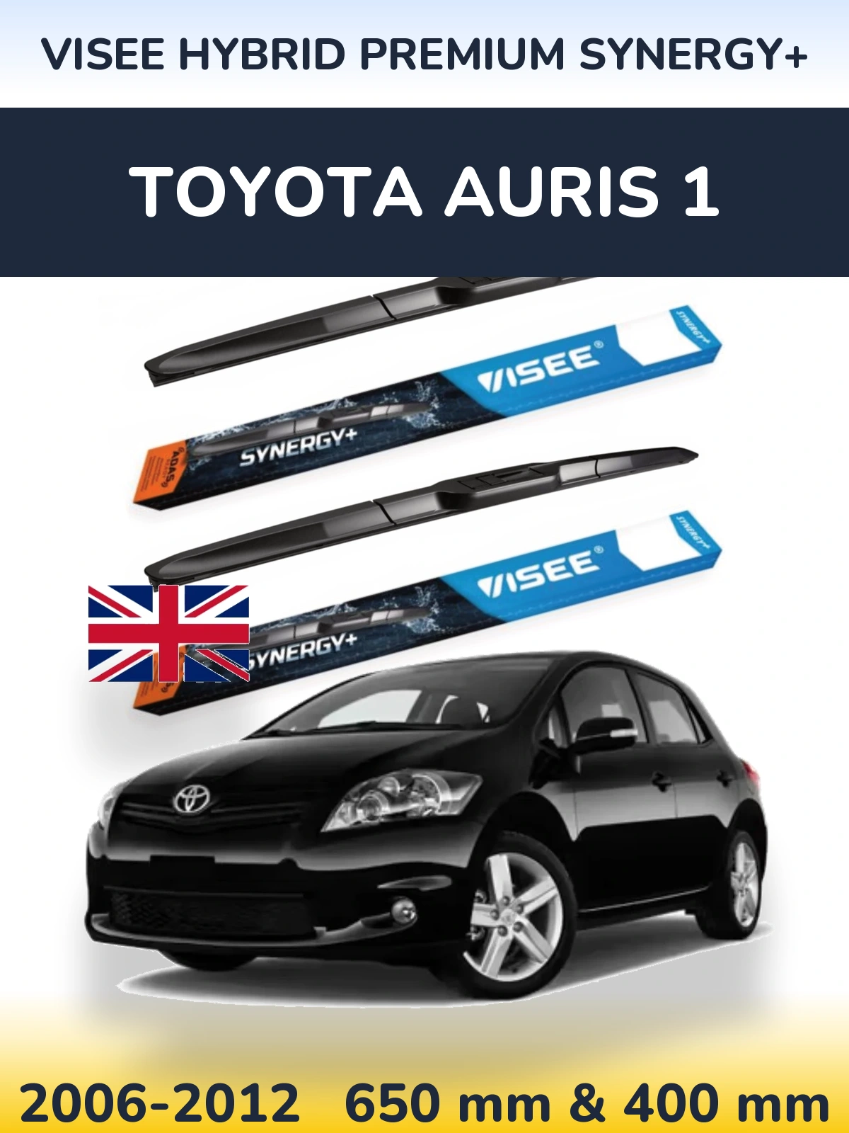 Front wiper blade set VISEE HYBRID PREMIUM SYNERGY+ 650 & 400 мм for Toyota Auris 1 2006-2012