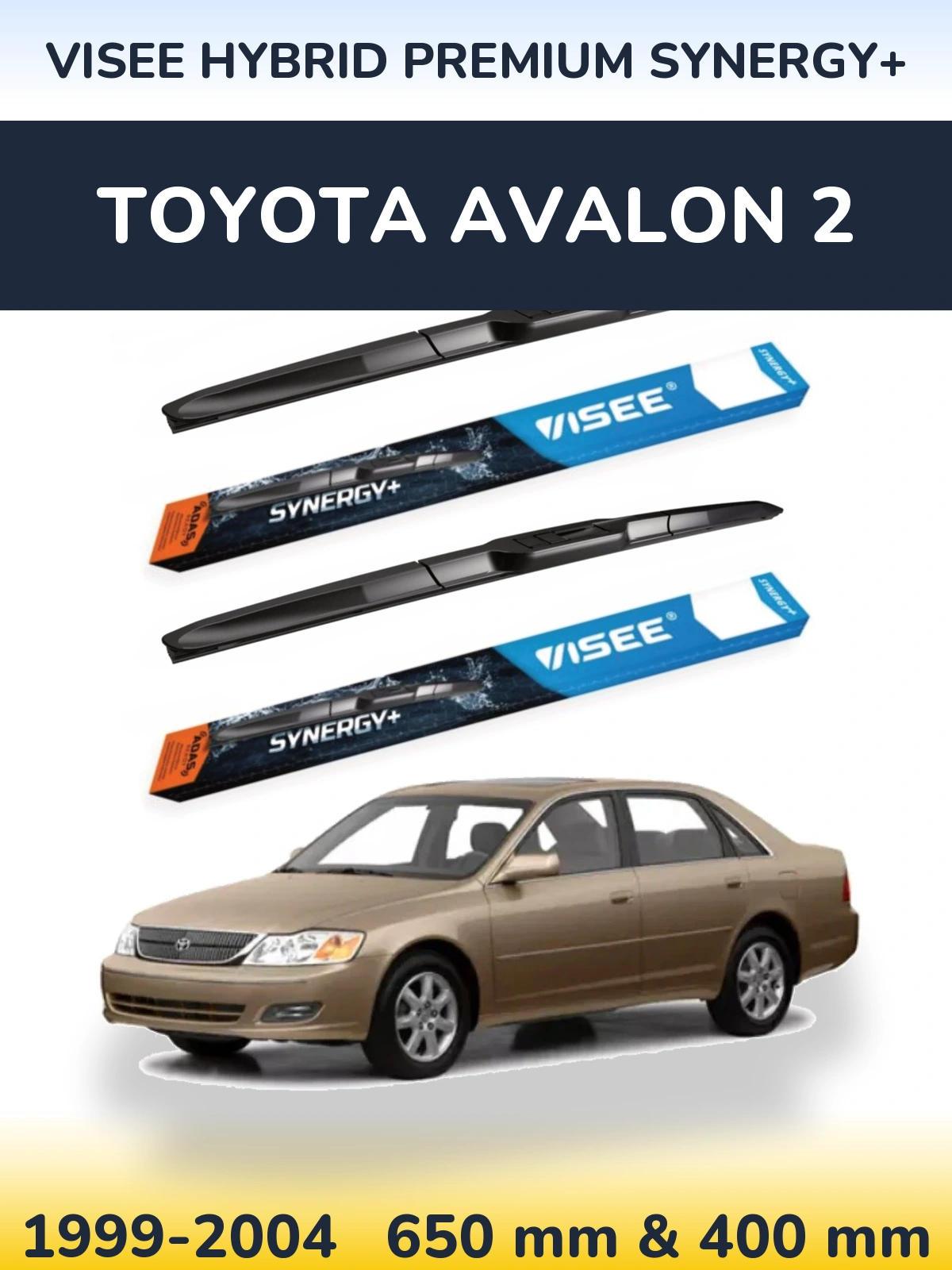 Front wiper blade set VISEE HYBRID PREMIUM SYNERGY+ 650 & 400 мм for Toyota Avalon 2 1999-2004