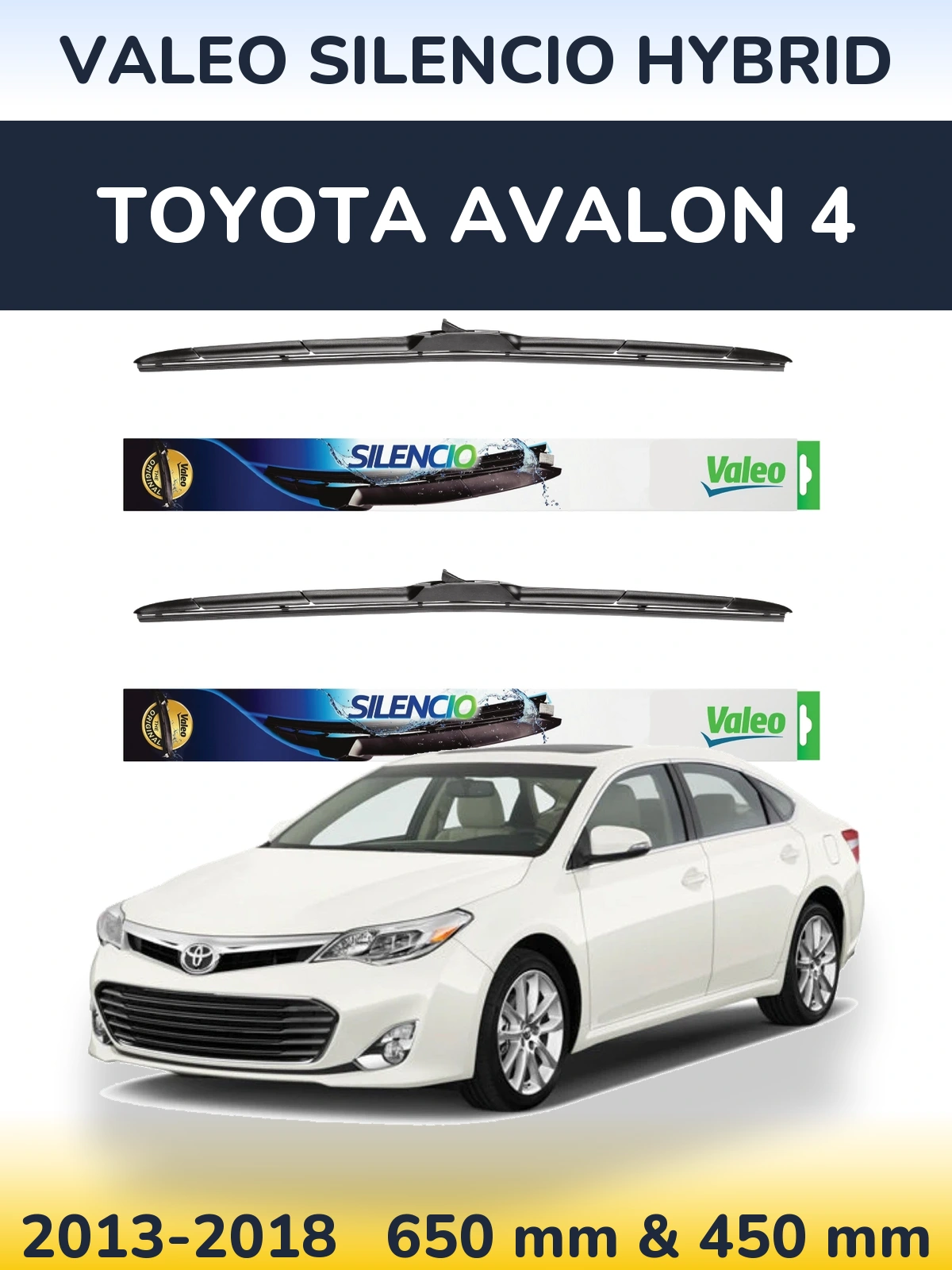 Komplet przednich wycieraczek Valeo Silencio Hybrid 650 & 450 mm do Toyota Avalon 4 2013-2018