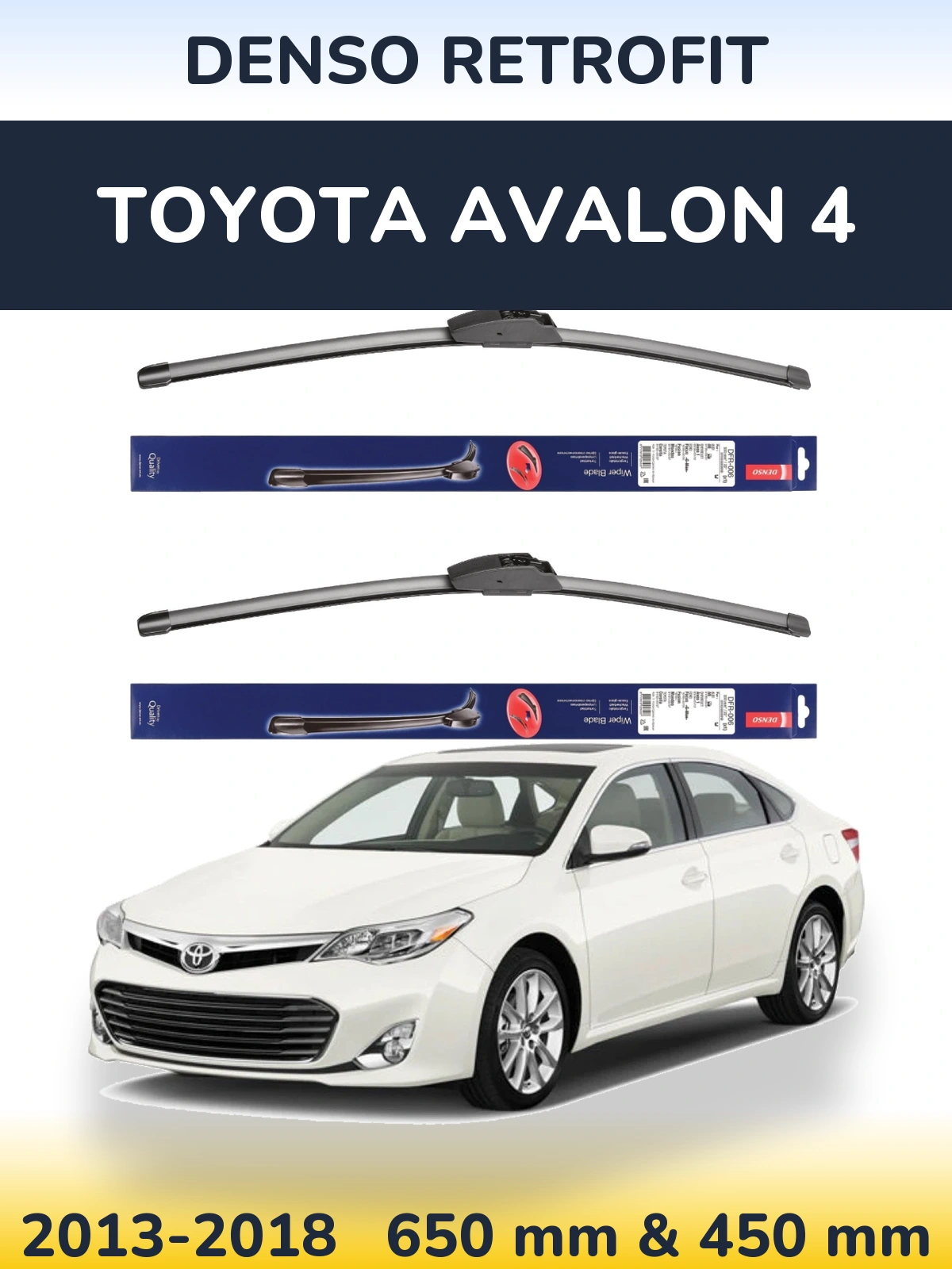 Front wiper blade set Denso Retrofit 650 & 450 мм for Toyota Avalon 4 2013-2018
