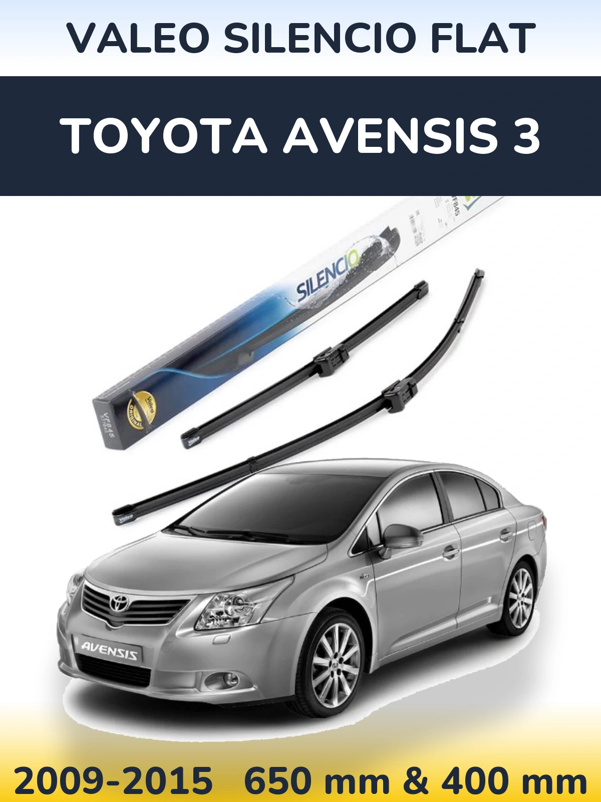 Front wiper blade set Valeo Silencio Flat 650 & 400 мм for Toyota Avensis 3 2009-2015