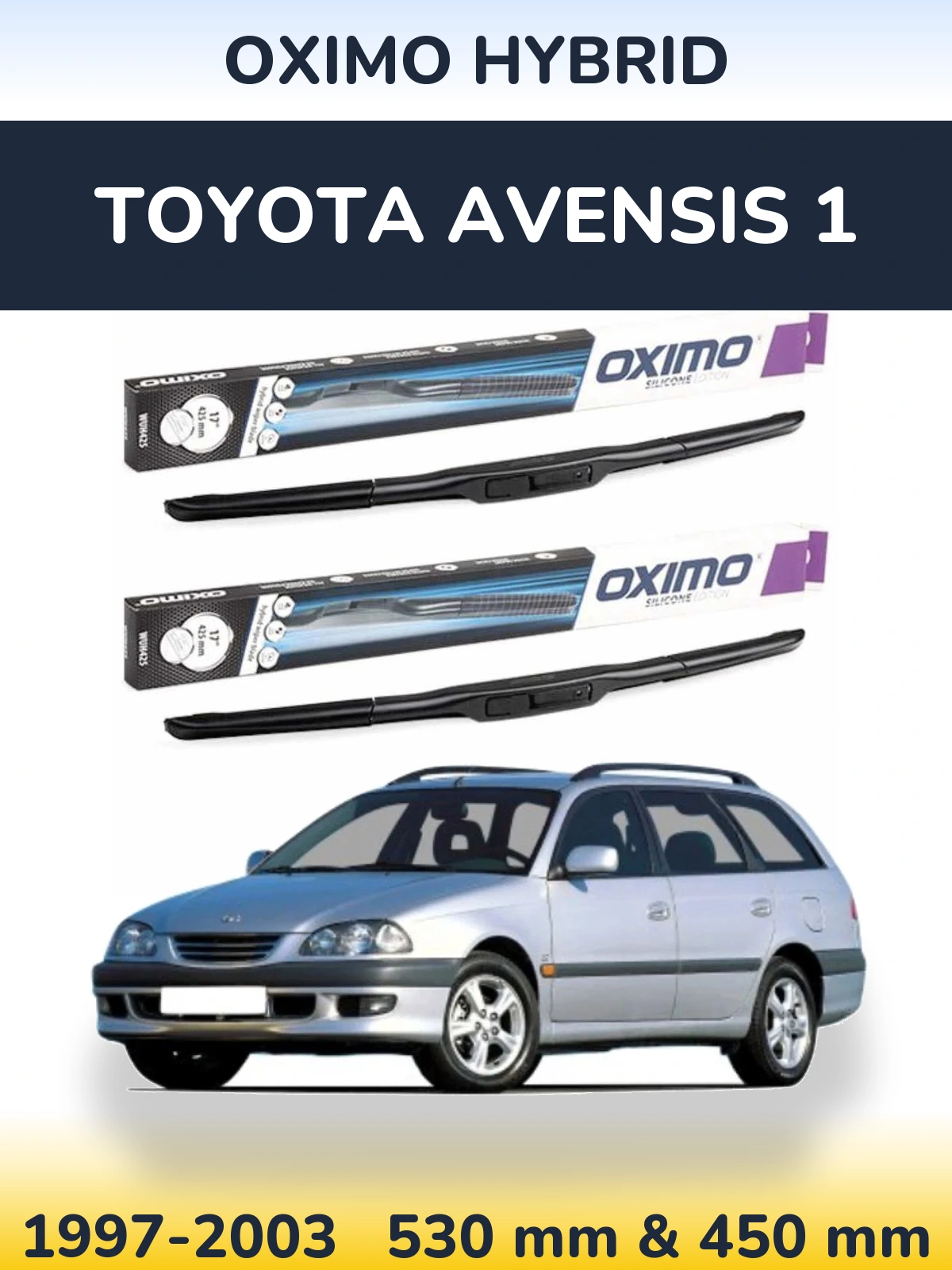 Комплект передних дворников Oximo Hybrid 530 & 450 мм для Toyota Avensis 1 1997-2003