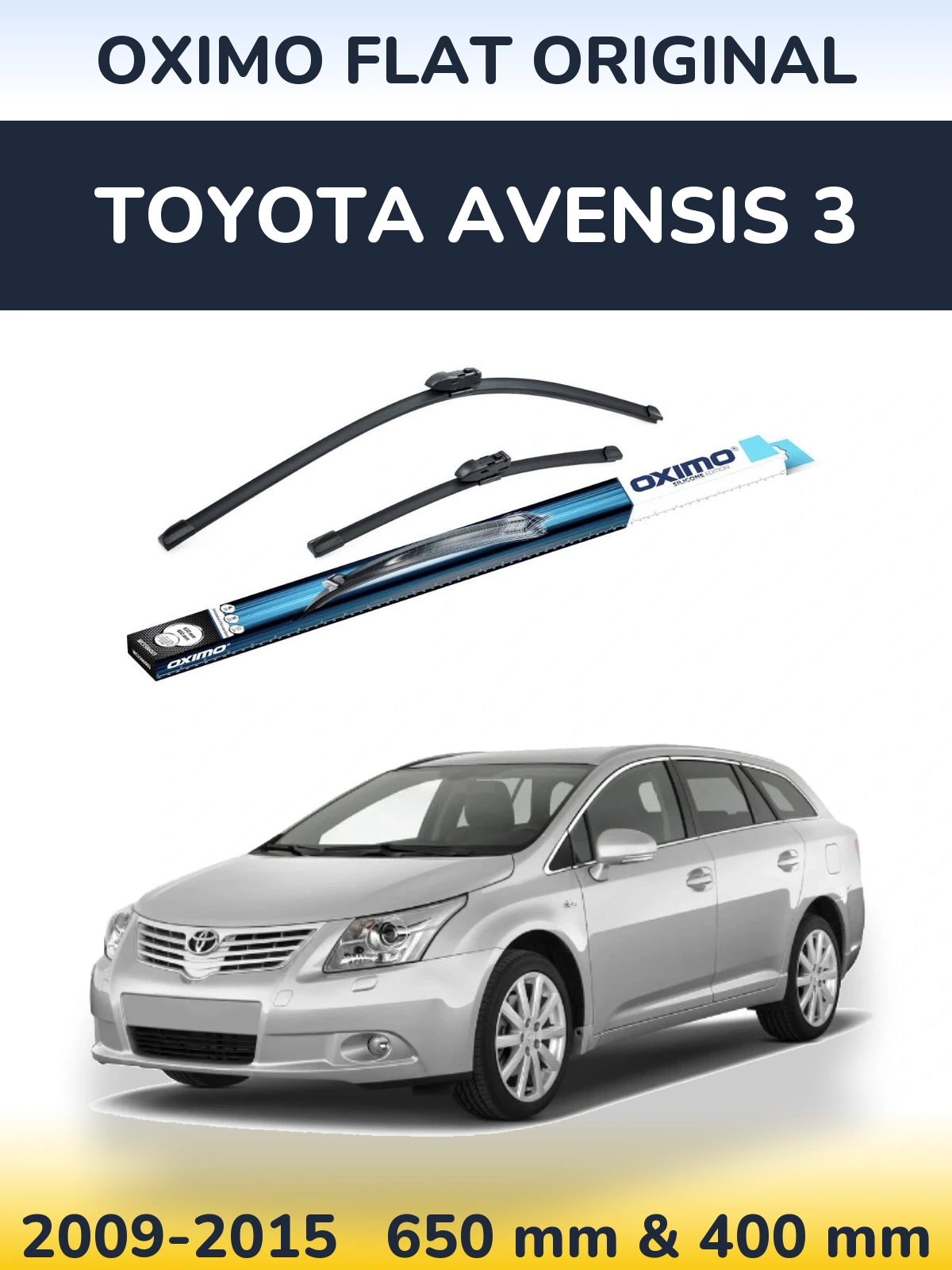 Комплект передних дворников Oximo Flat Original 650 & 400 мм для Toyota Avensis 3 2009-2015