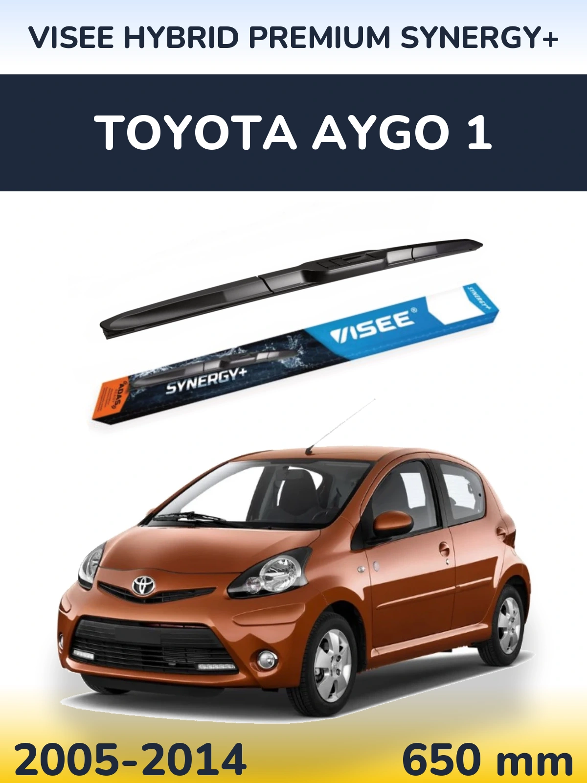 Передний дворник VISEE HYBRID PREMIUM SYNERGY+ 650 мм для Toyota Aygo 1 2005-2014