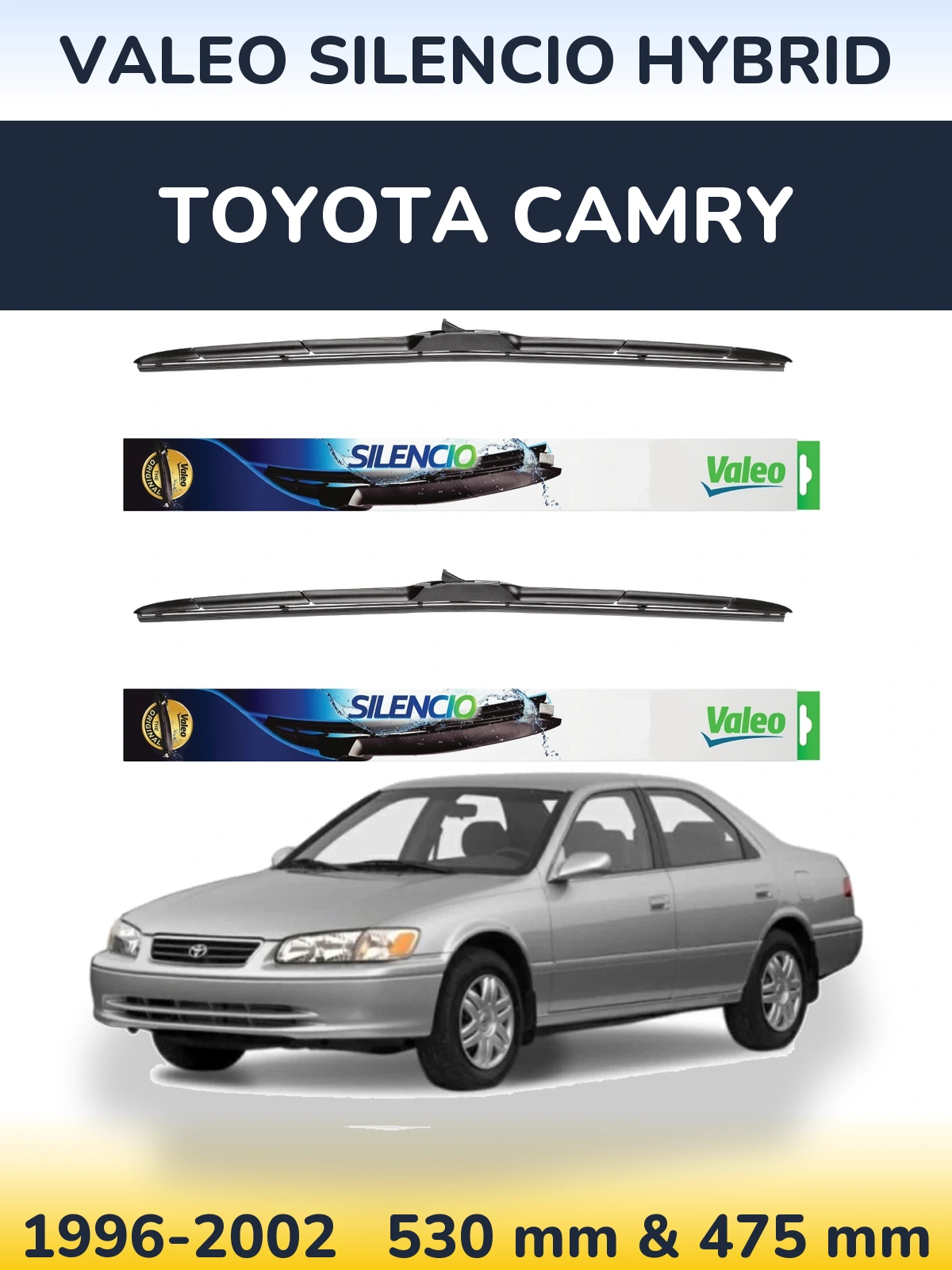 Komplet przednich wycieraczek Valeo Silencio Hybrid 530 & 475 mm do Toyota Camry 1996-2002