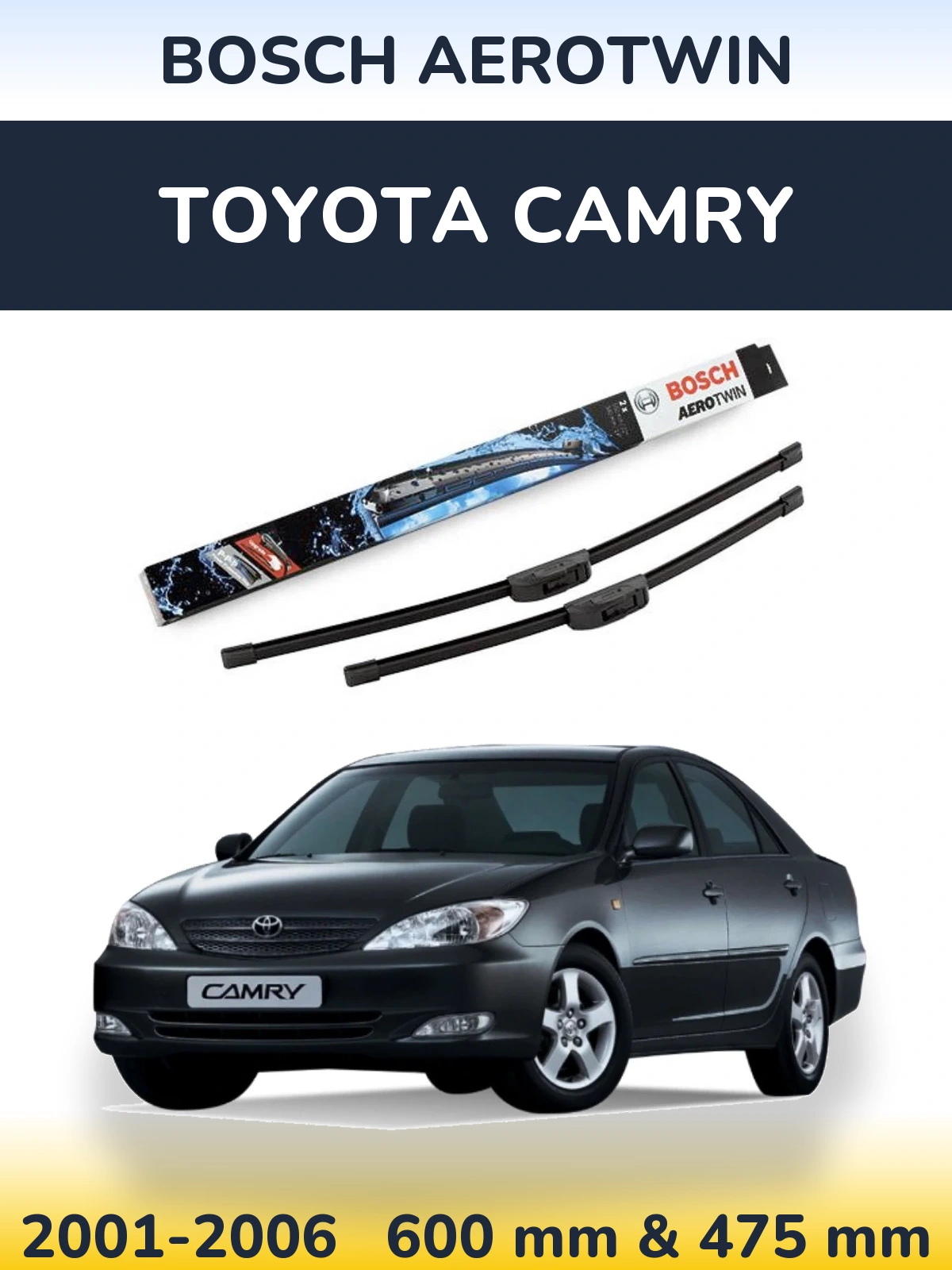 Комплект передних дворников BOSCH AeroTwin 600 & 475 мм для Toyota Camry 2001-2006