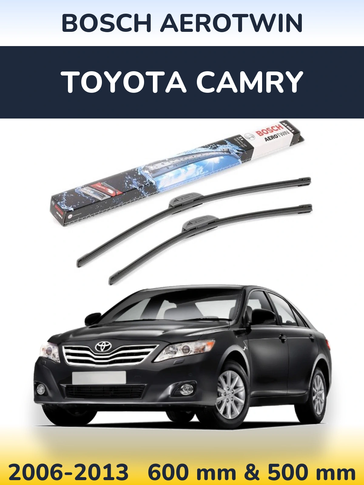 Front wiper blade set BOSCH AeroTwin 600 & 500 мм for Toyota Camry 2006-2013