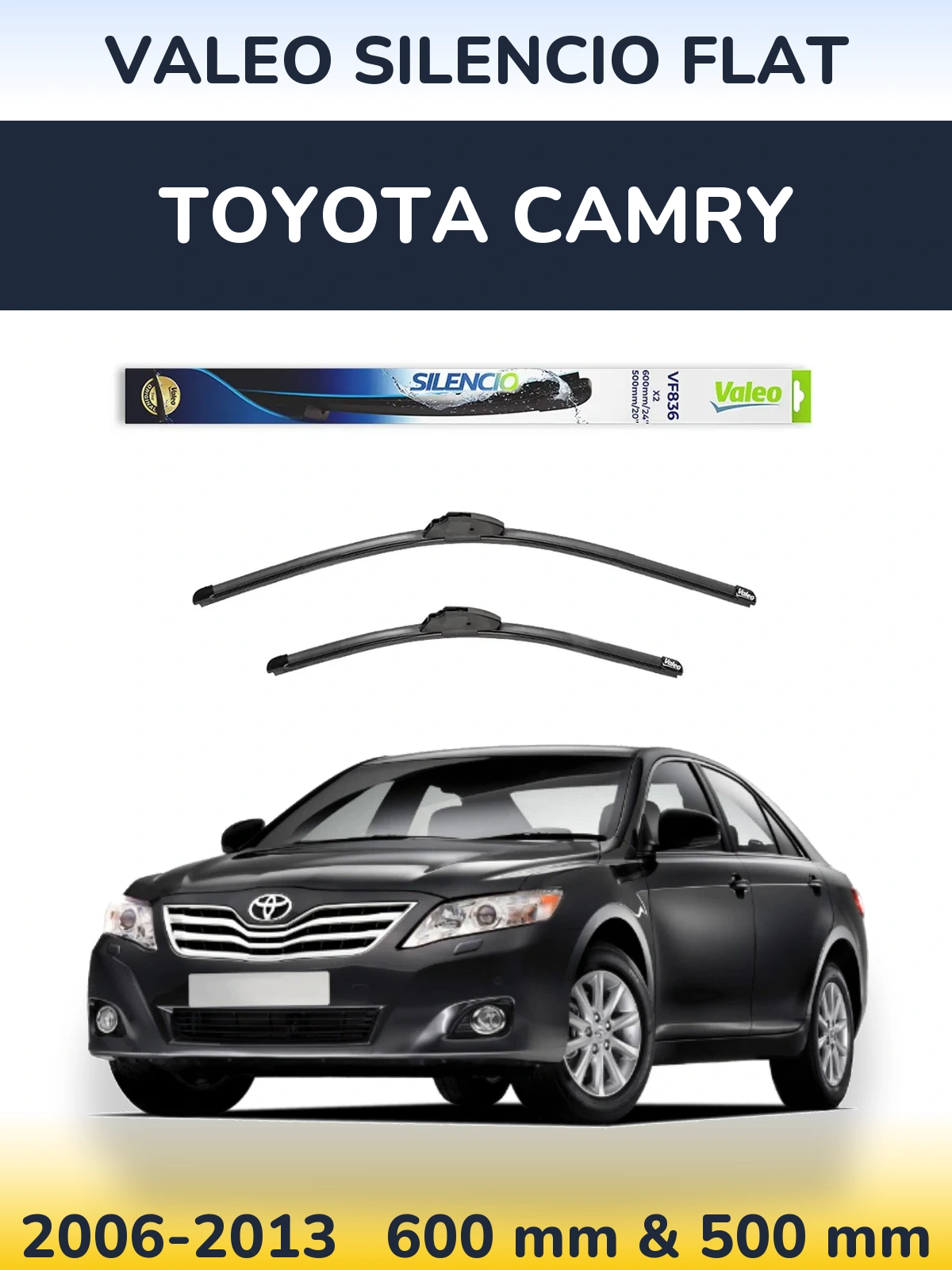 Front wiper blade set Valeo Silencio Flat 600 & 500 мм for Toyota Camry 2006-2013