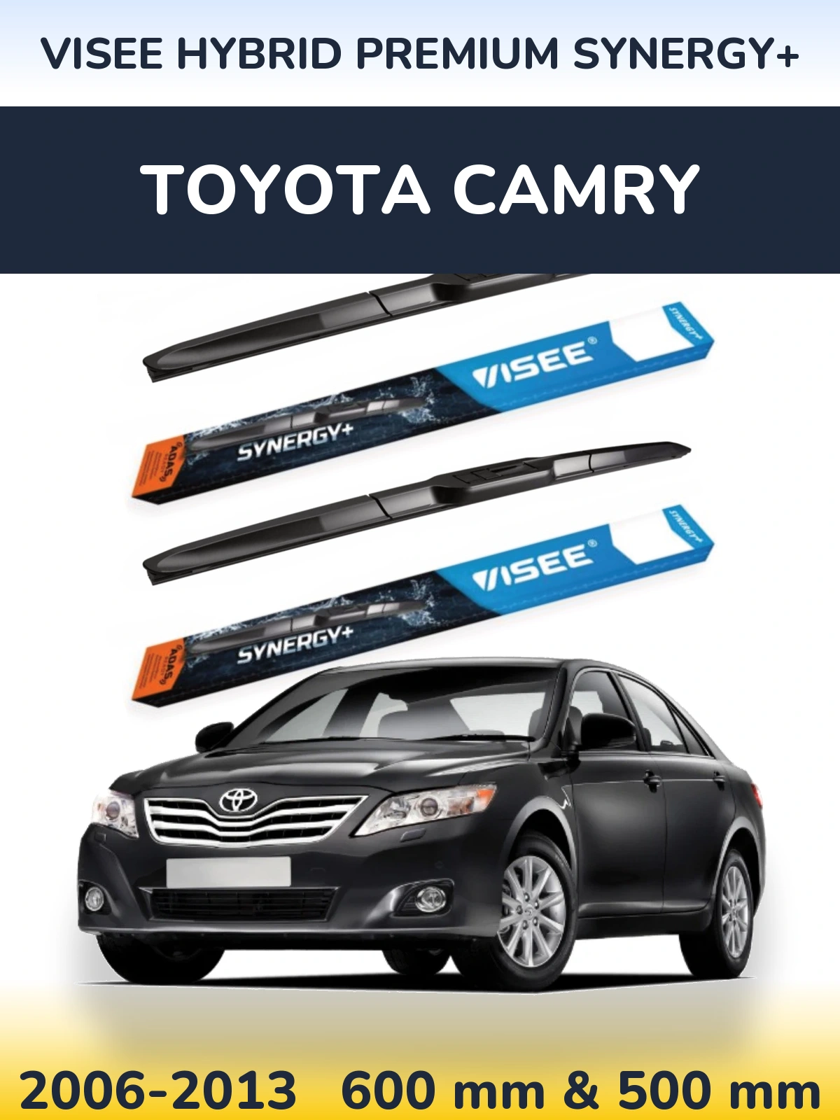 Комплект передних дворников VISEE HYBRID PREMIUM SYNERGY+ 600 & 500 мм для Toyota Camry 2006-2013
