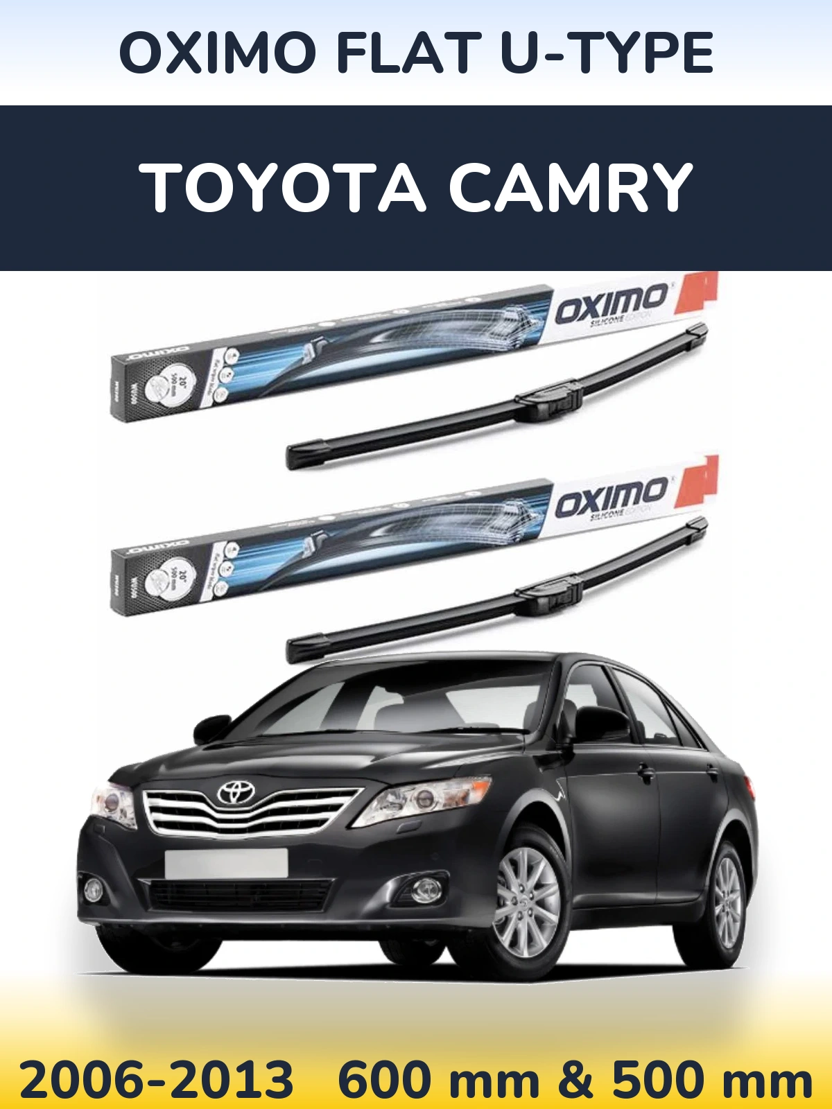 Комплект передних дворников Oximo Flat U-type 600 & 500 мм для Toyota Camry 2006-2013
