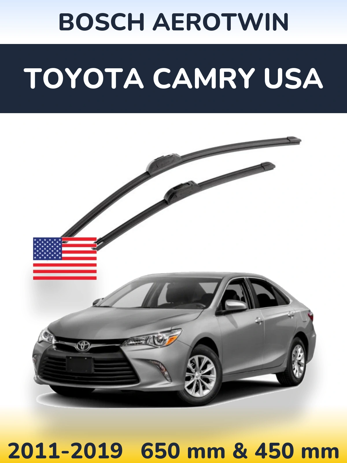 Komplet przednich wycieraczek BOSCH AeroTwin 650 & 450 mm do Toyota Camry USA 2011-2019