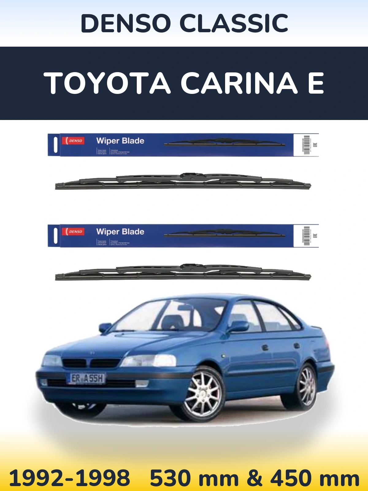 Front wiper blade set Denso Classic 530 & 450 мм for Toyota Carina E 1992-1998