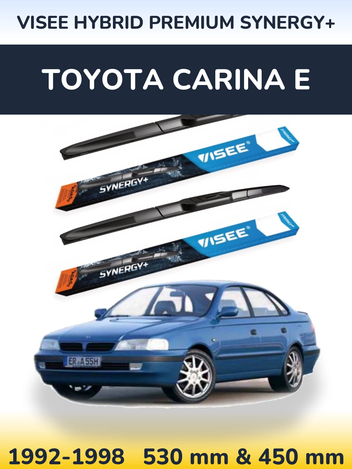 Komplet przednich wycieraczek VISEE HYBRID PREMIUM SYNERGY+ 530 & 450 mm do Toyota Carina E 1992-1998