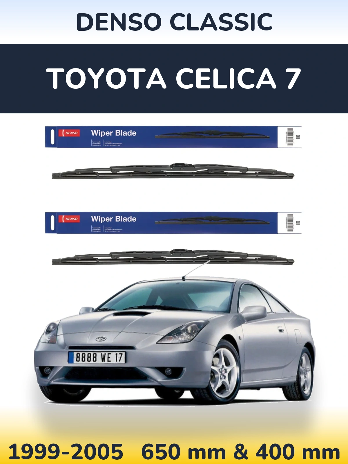 Front wiper blade set Denso Classic 650 & 400 мм for Toyota Celica 7 1999-2005