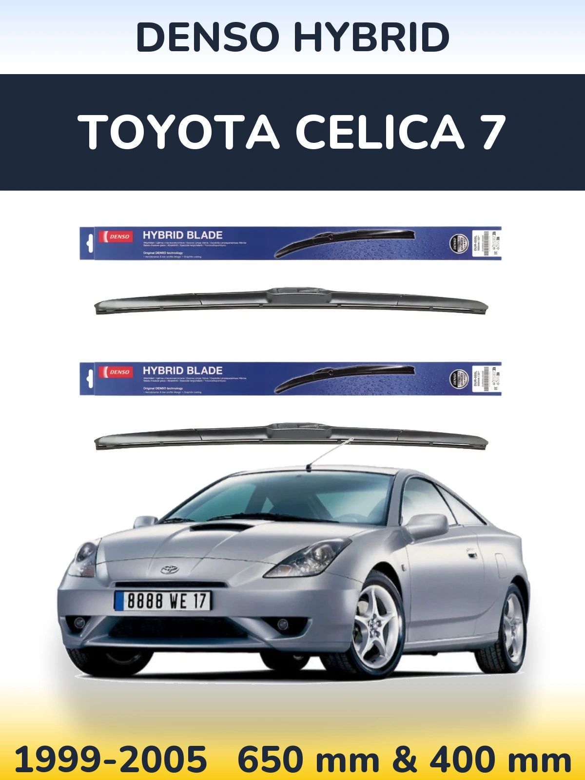 Komplet przednich wycieraczek Denso Hybrid 650 & 400 mm do Toyota Celica 7 1999-2005