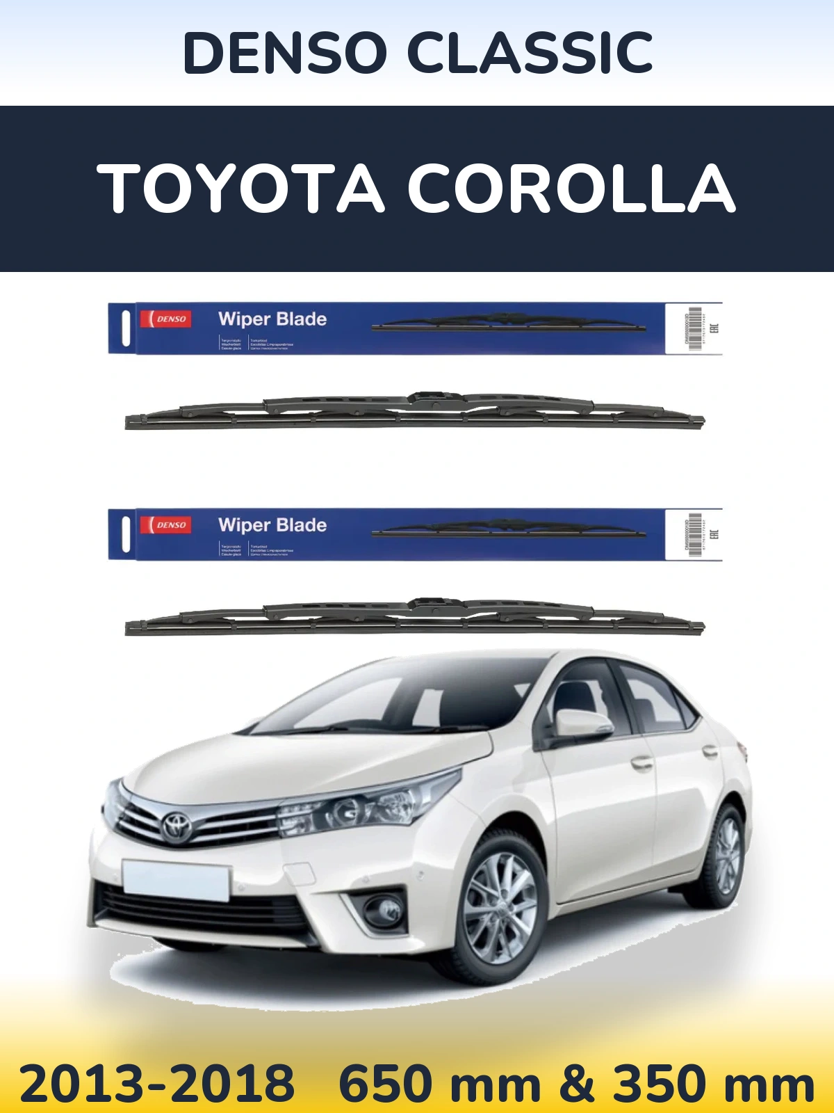Front wiper blade set Denso Classic 650 & 350 мм for Toyota Corolla 2013-2018