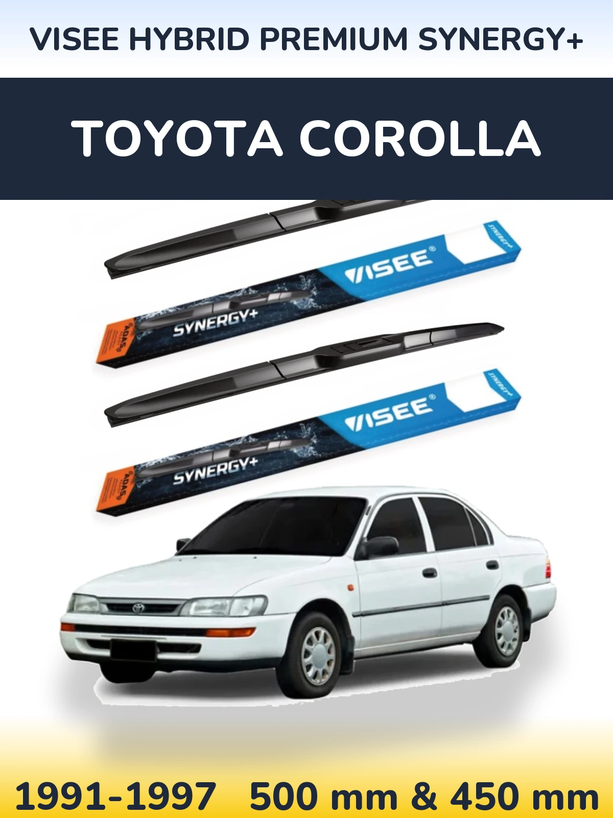 Комплект передніх щіток VISEE HYBRID PREMIUM SYNERGY+ 500 & 450 мм для Toyota Corolla 1991-1997