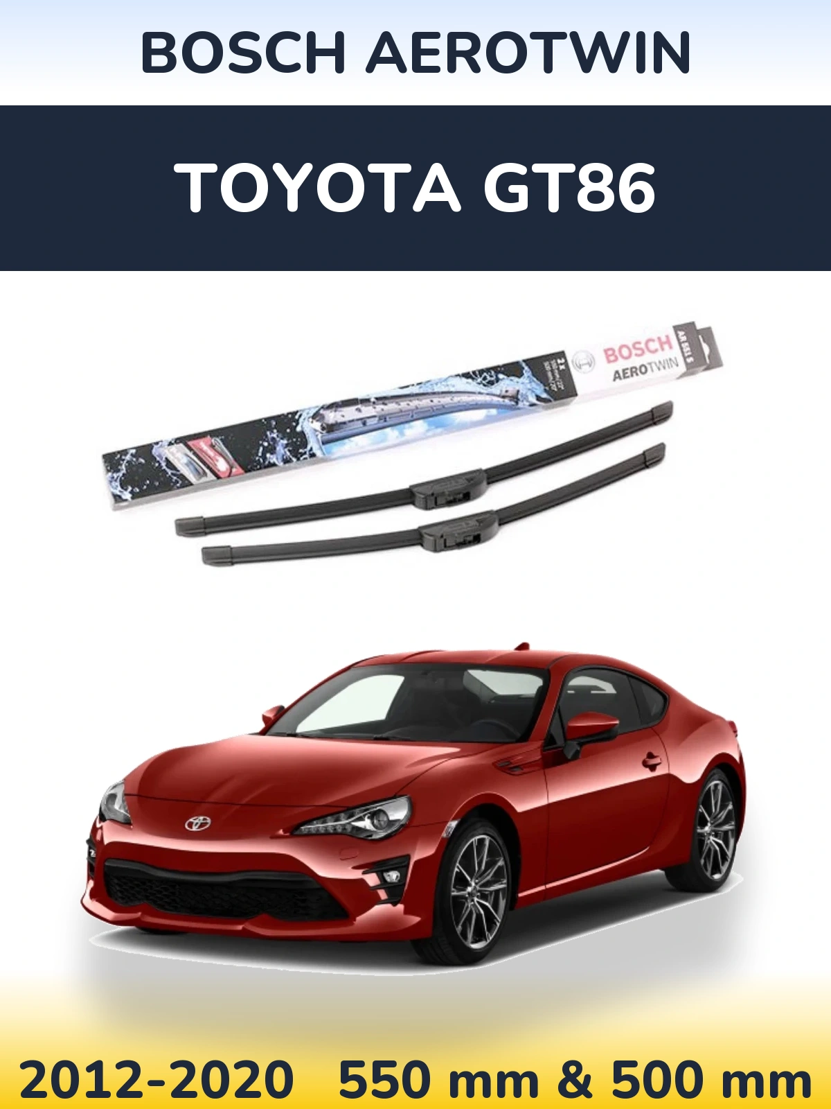 Front wiper blade set BOSCH AeroTwin 550 & 500 мм for Toyota GT86 2012-2020