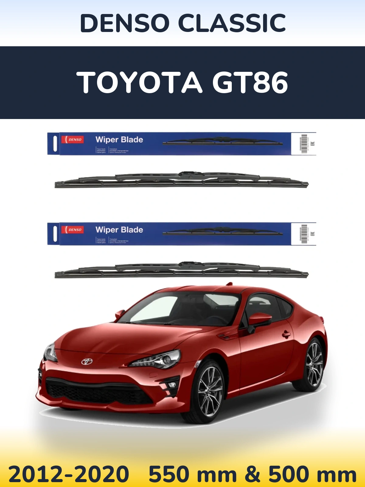 Front wiper blade set Denso Classic 550 & 500 мм for Toyota GT86 2012-2020