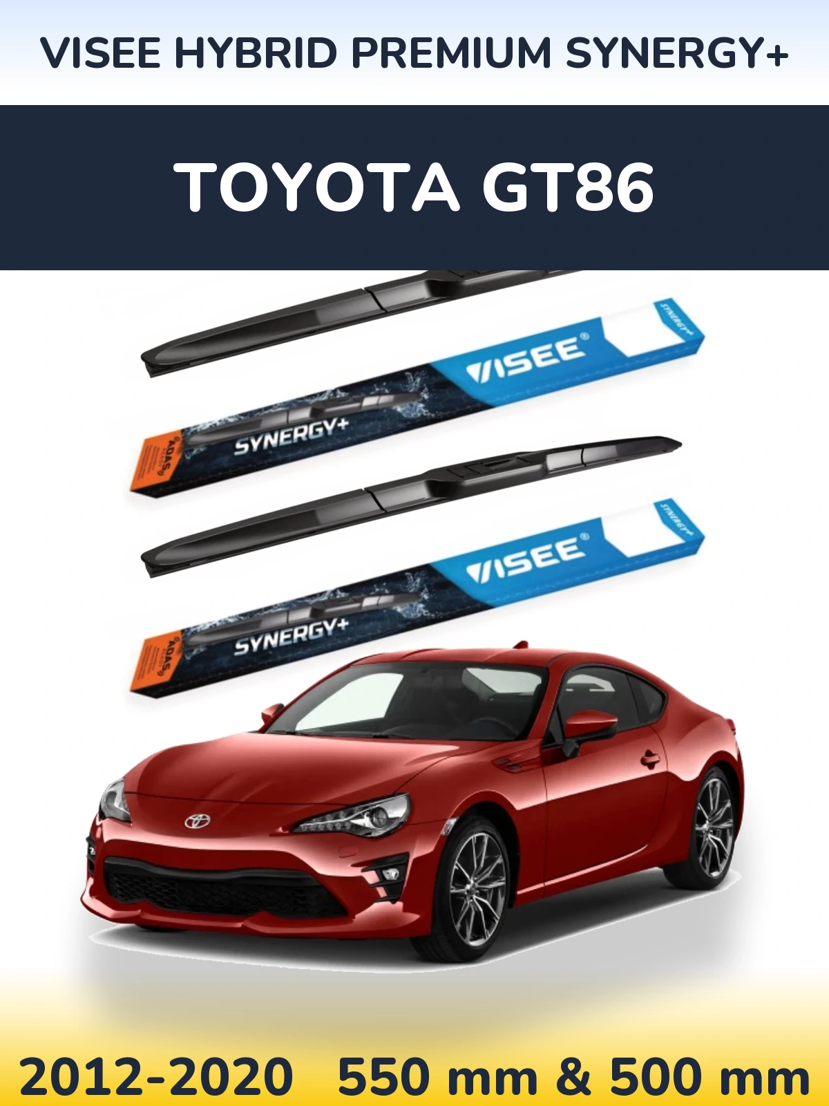 Комплект передніх щіток VISEE HYBRID PREMIUM SYNERGY+ 550 & 500 мм для Toyota GT86 2012-2020