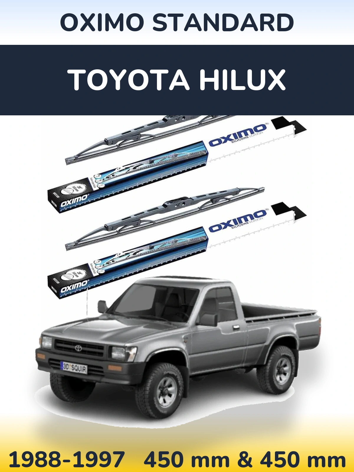 Комплект передних дворников Oximo Standard 450 & 450 мм для Toyota Hilux 1988-1997