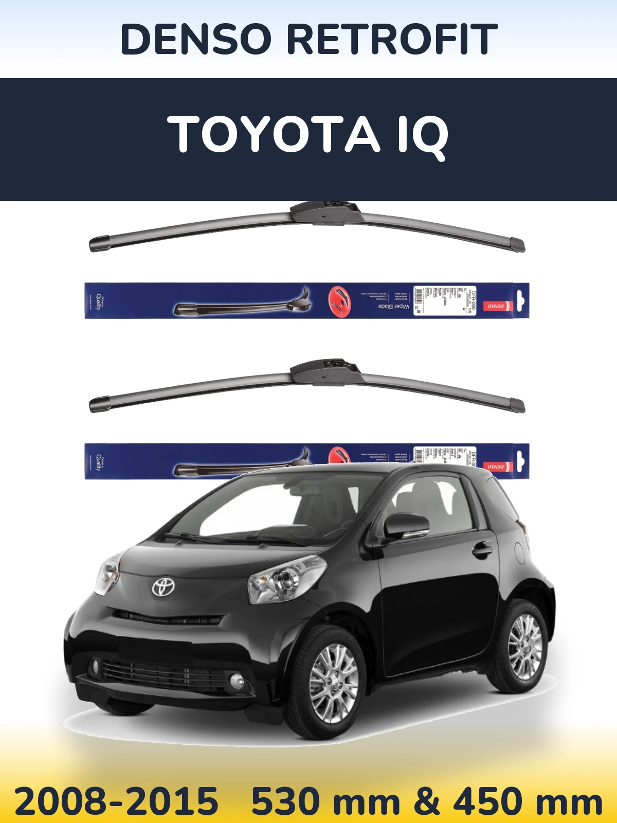 Front wiper blade set Denso Retrofit 530 & 450 мм for Toyota iQ 2008-2015