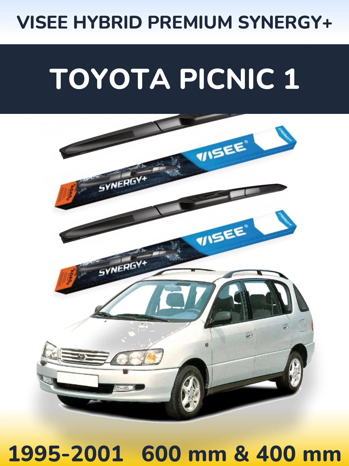Front wiper blade set VISEE HYBRID PREMIUM SYNERGY+ 600 & 400 мм for Toyota Picnic 1 1995-2001